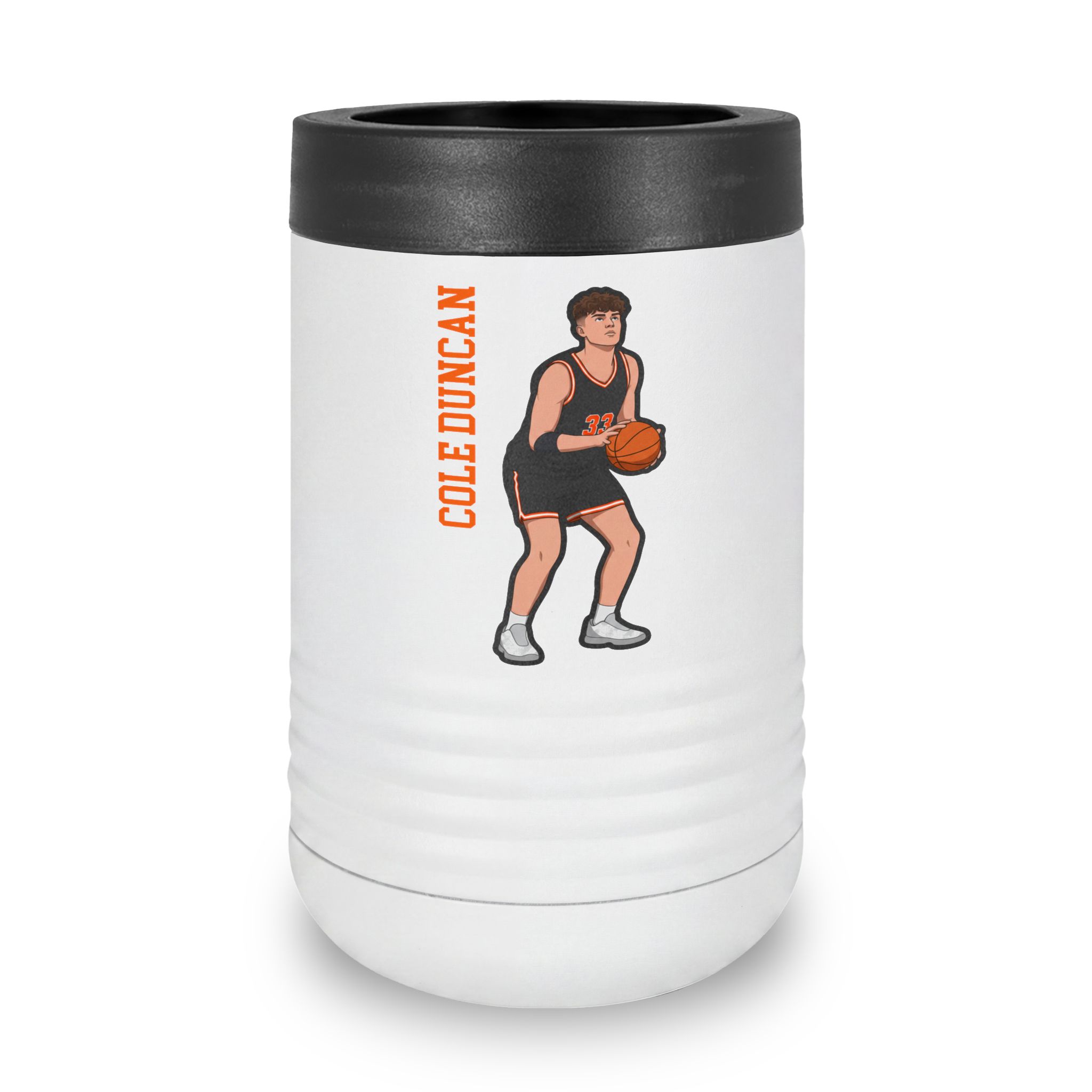 Stainless Can Cooler — character_name_vertical in White
