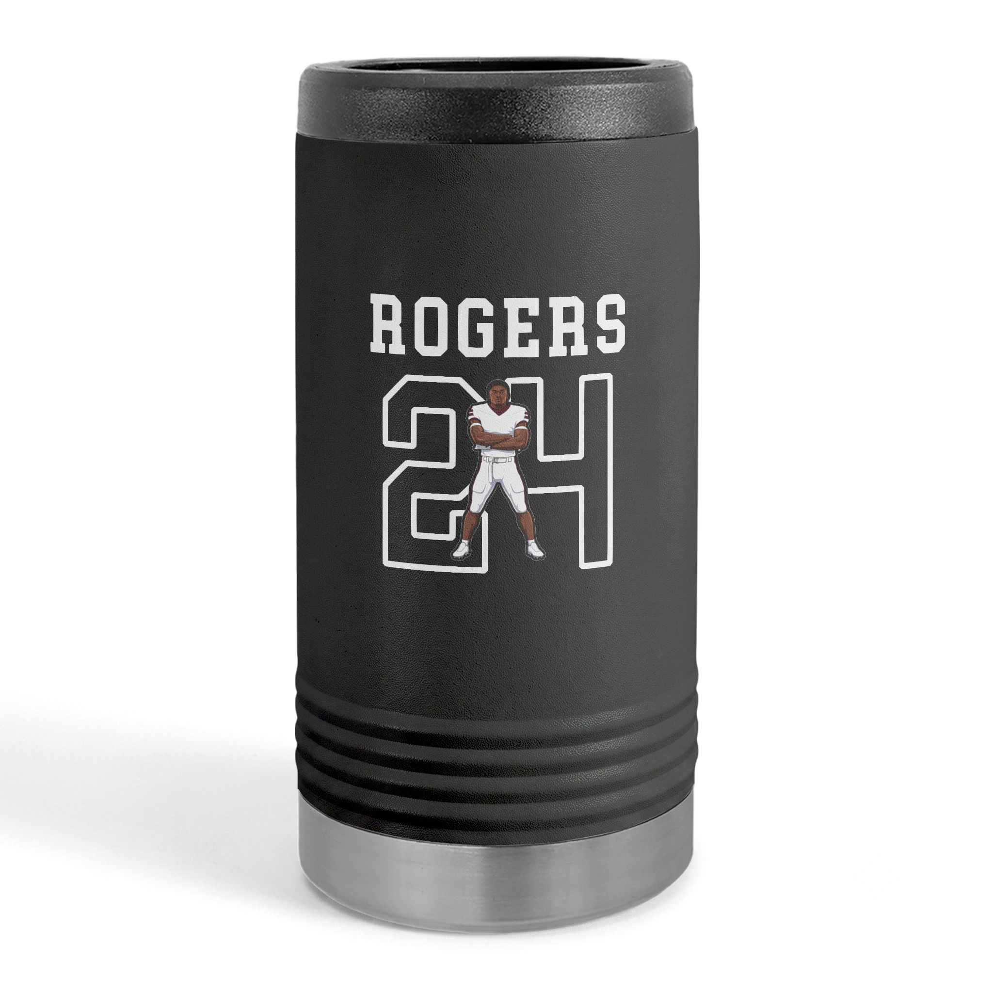Slim Stainless Can Cooler — character_shirsey in Black
