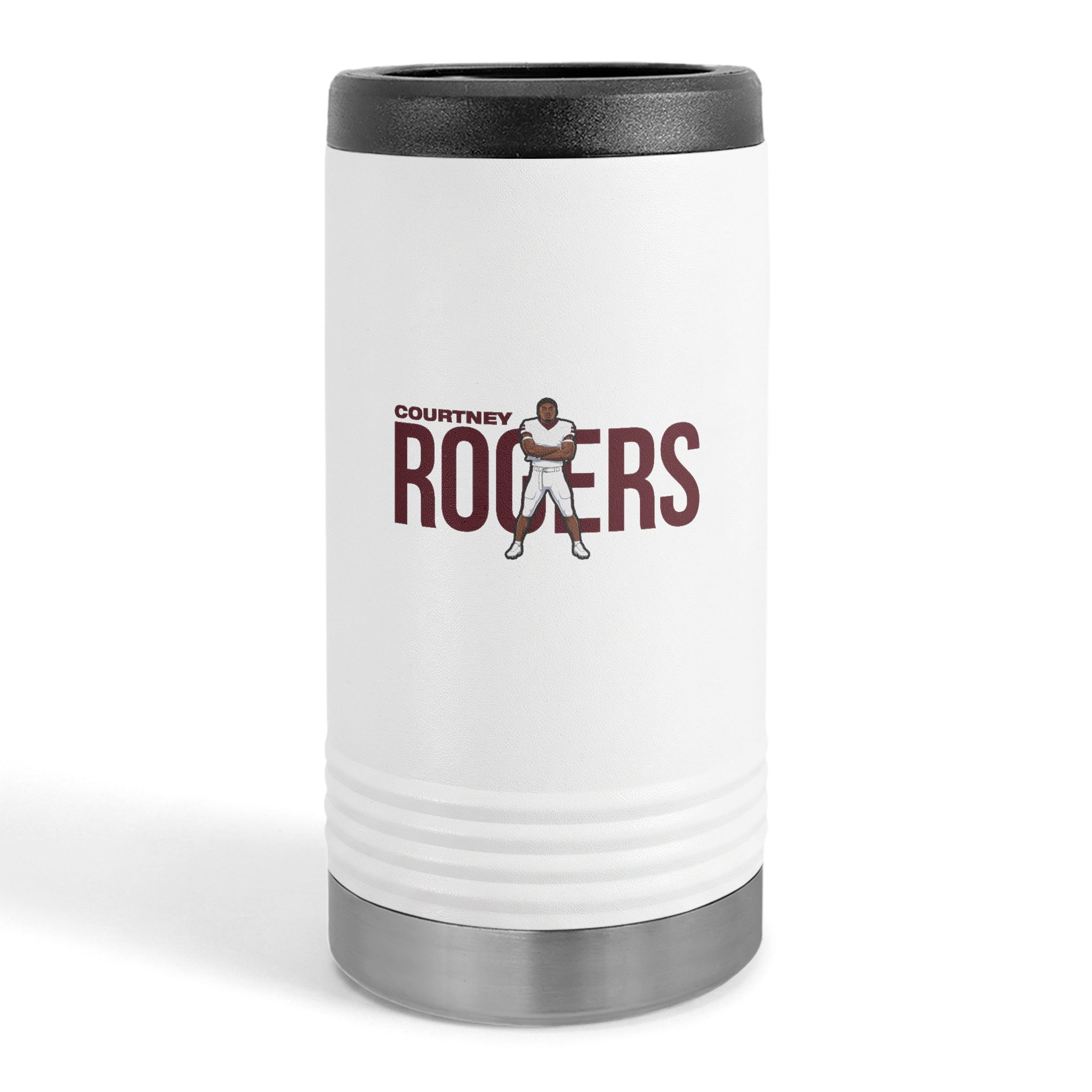 Slim Stainless Can Cooler — character_player_name in White