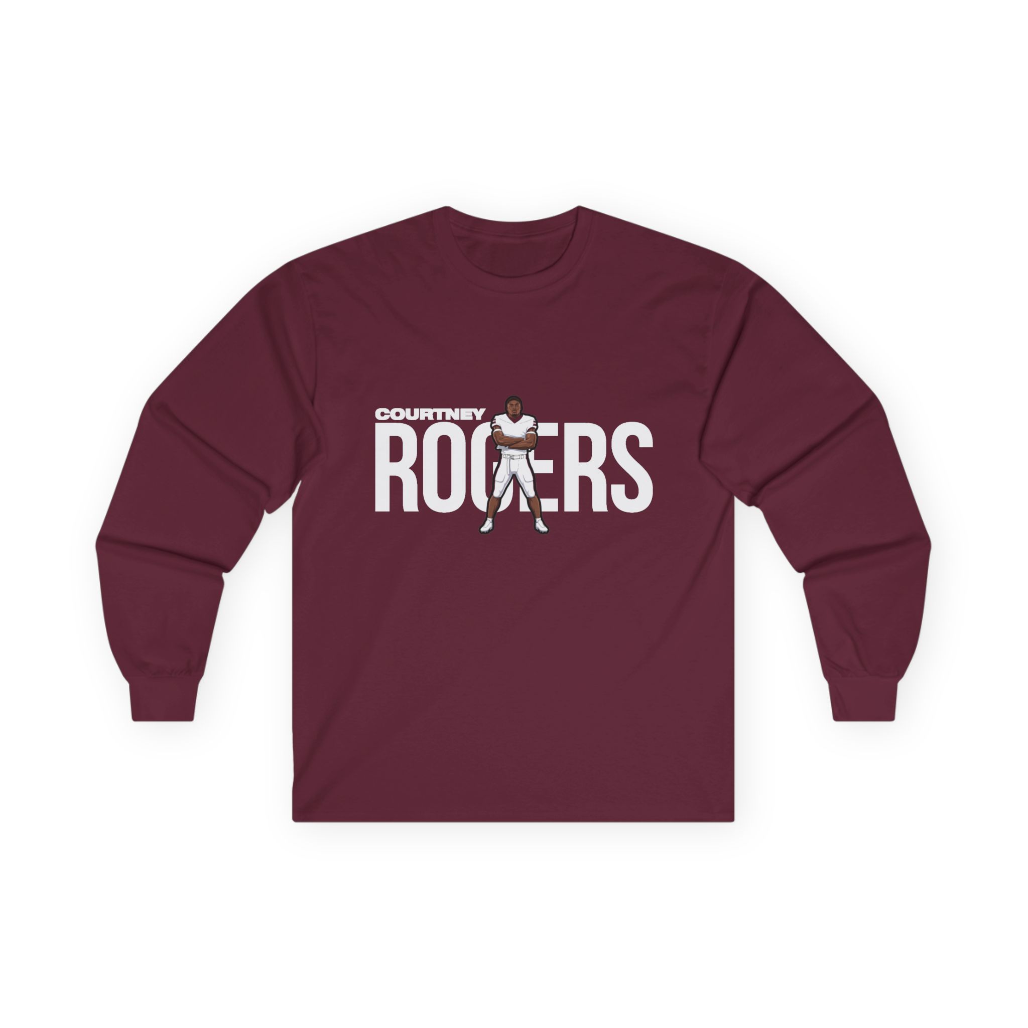 Long Sleeve Tee — character_player_name in Maroon