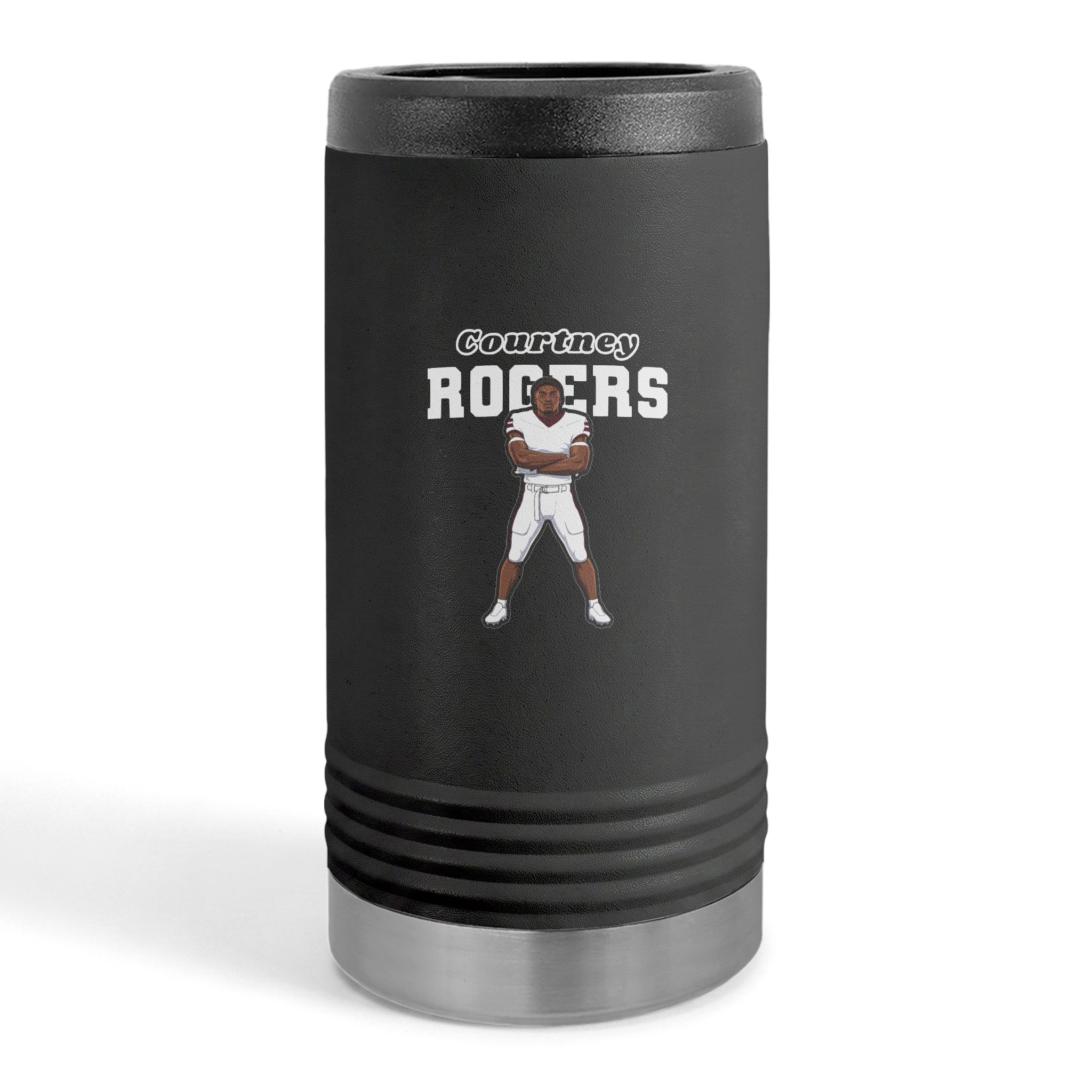 Slim Stainless Can Cooler — character_name_arch in Black