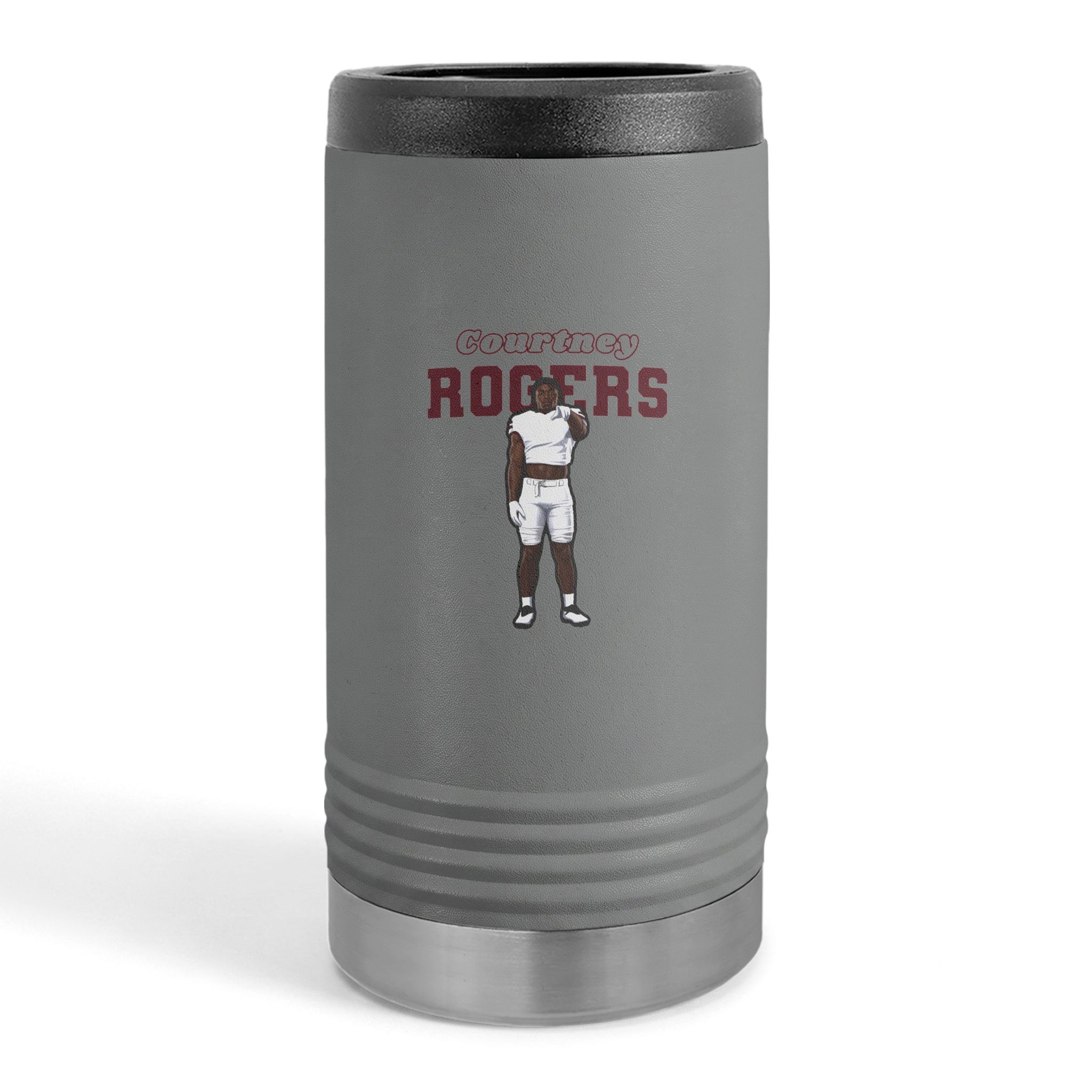 Slim Stainless Can Cooler — character_name_arch in Grey