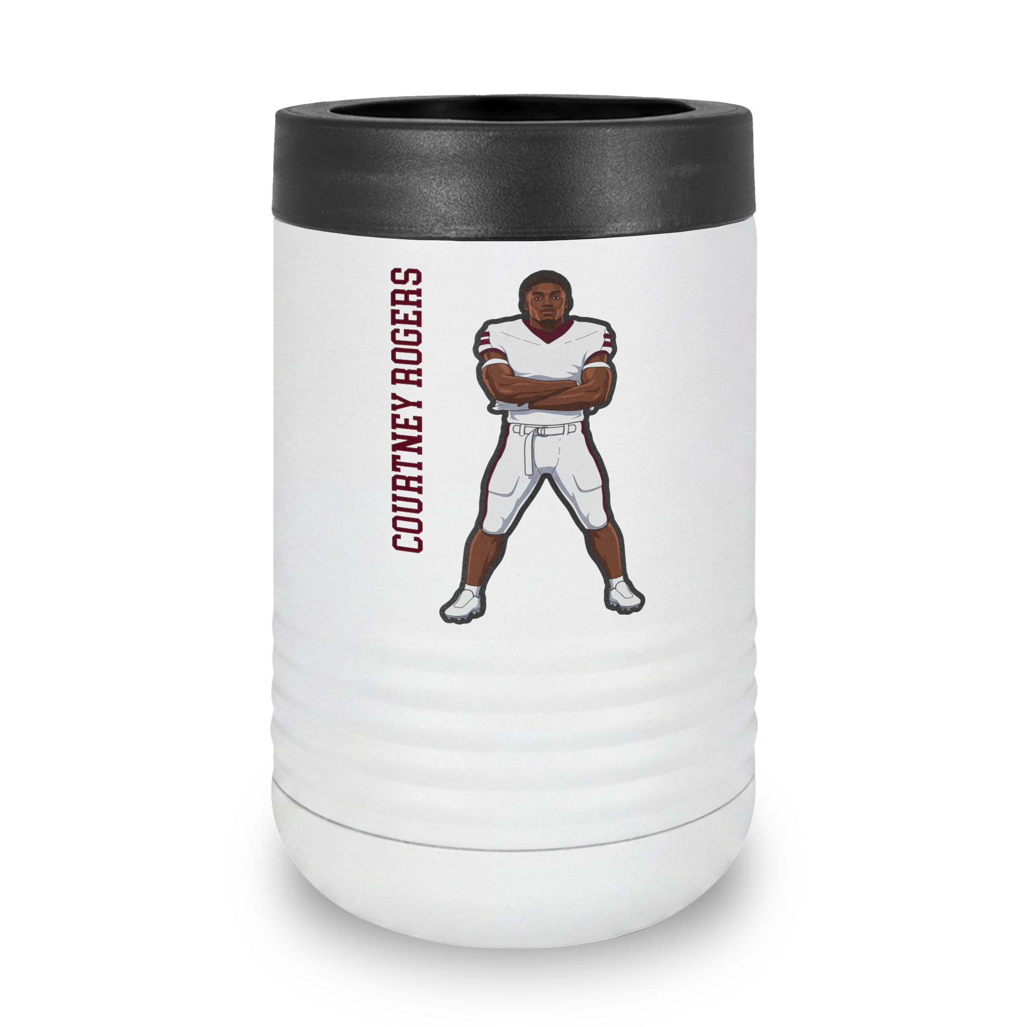 Stainless Can Cooler — character_name_vertical in White