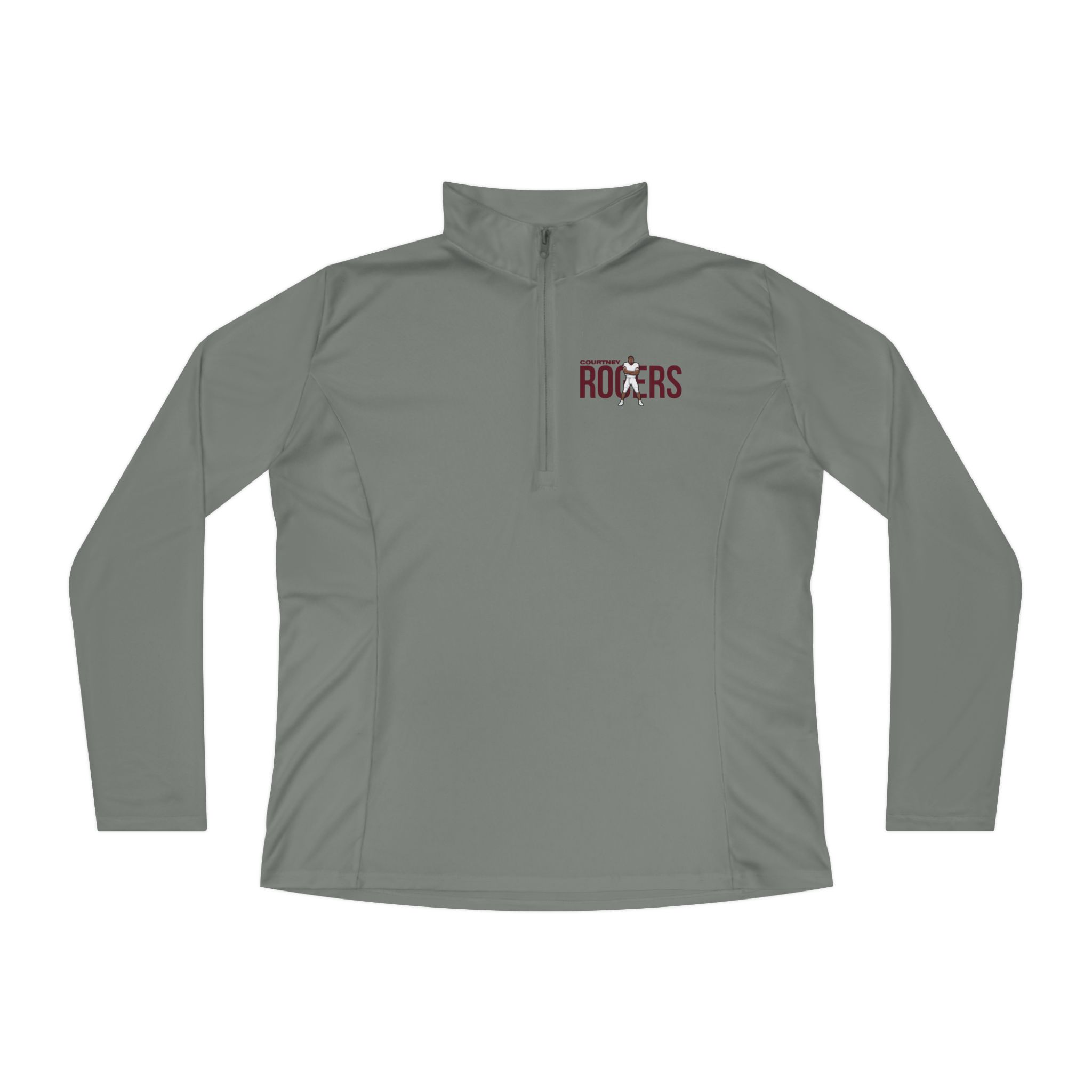 Women's Q-Zip Pullover — character_player_name in Grey