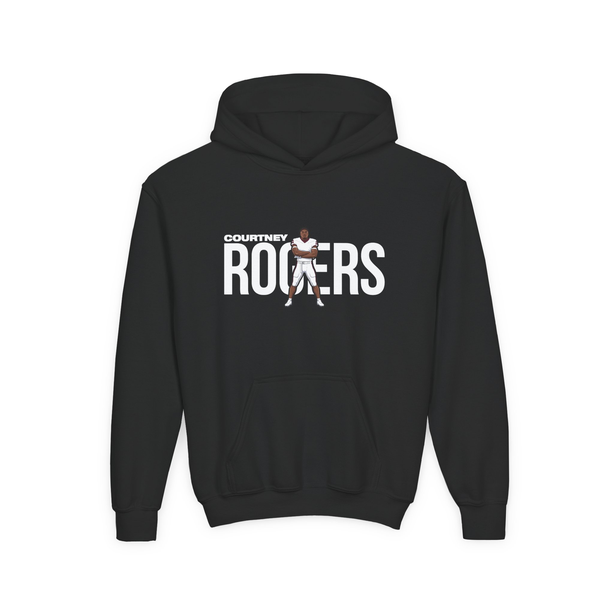 Youth Hoodie — character_player_name in Black