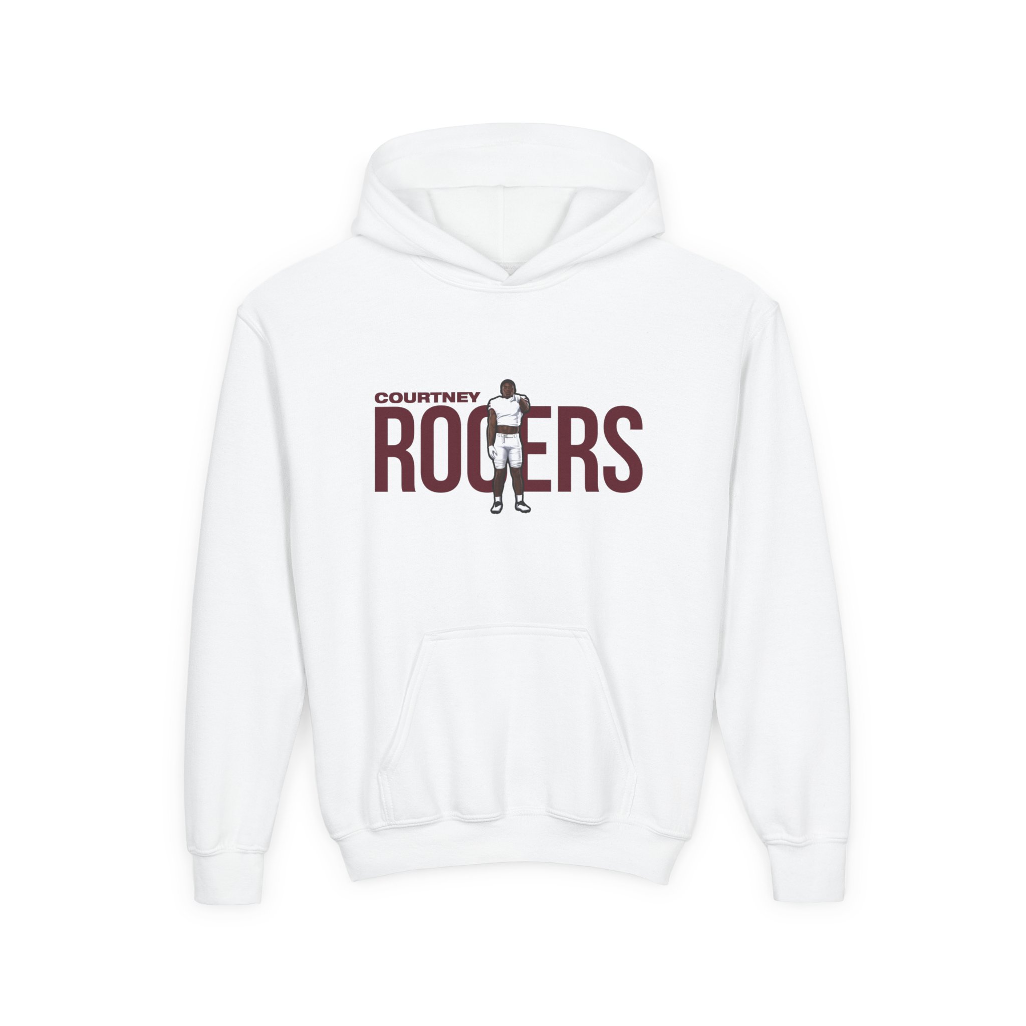 Youth Hoodie — character_player_name in White