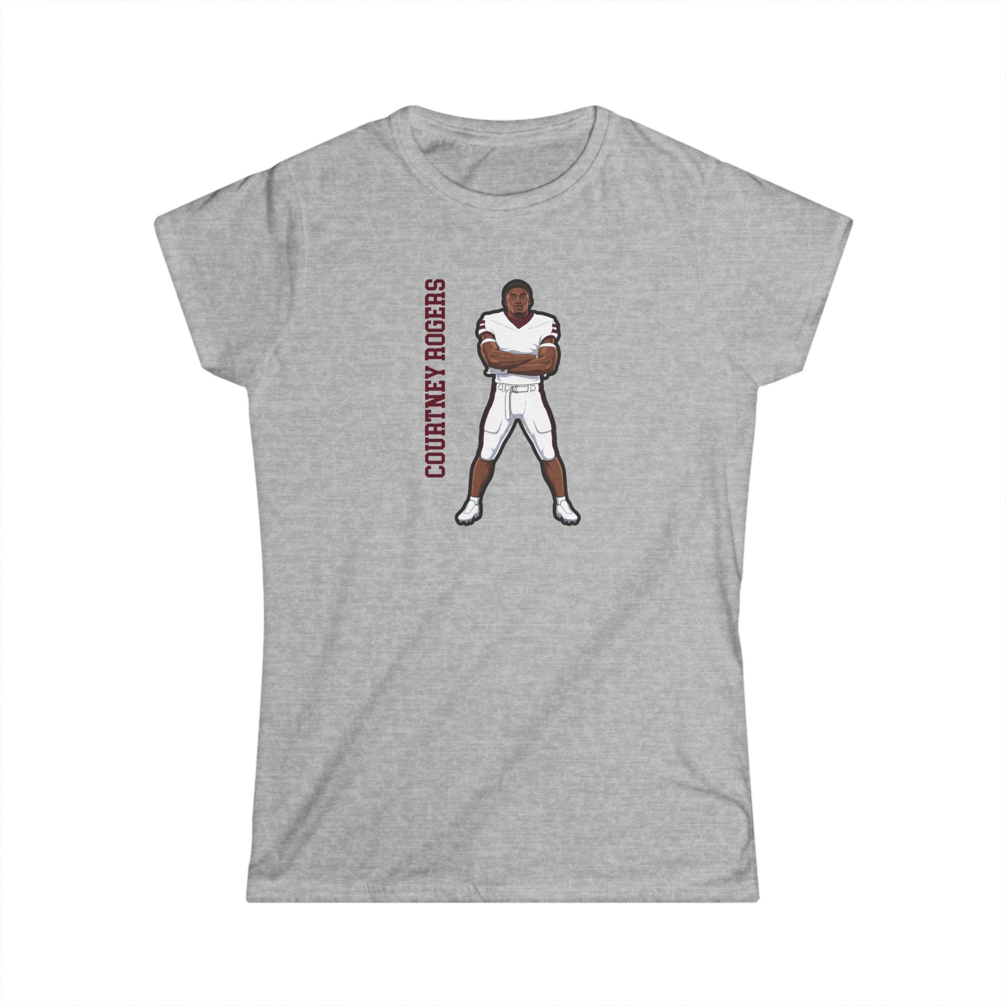 Women's Softstyle Tee — character_name_vertical in Grey