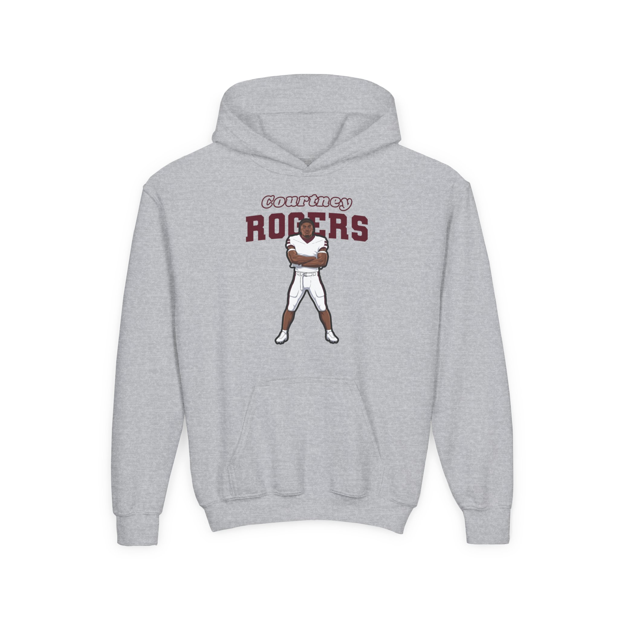 Youth Hoodie — character_name_arch in Grey