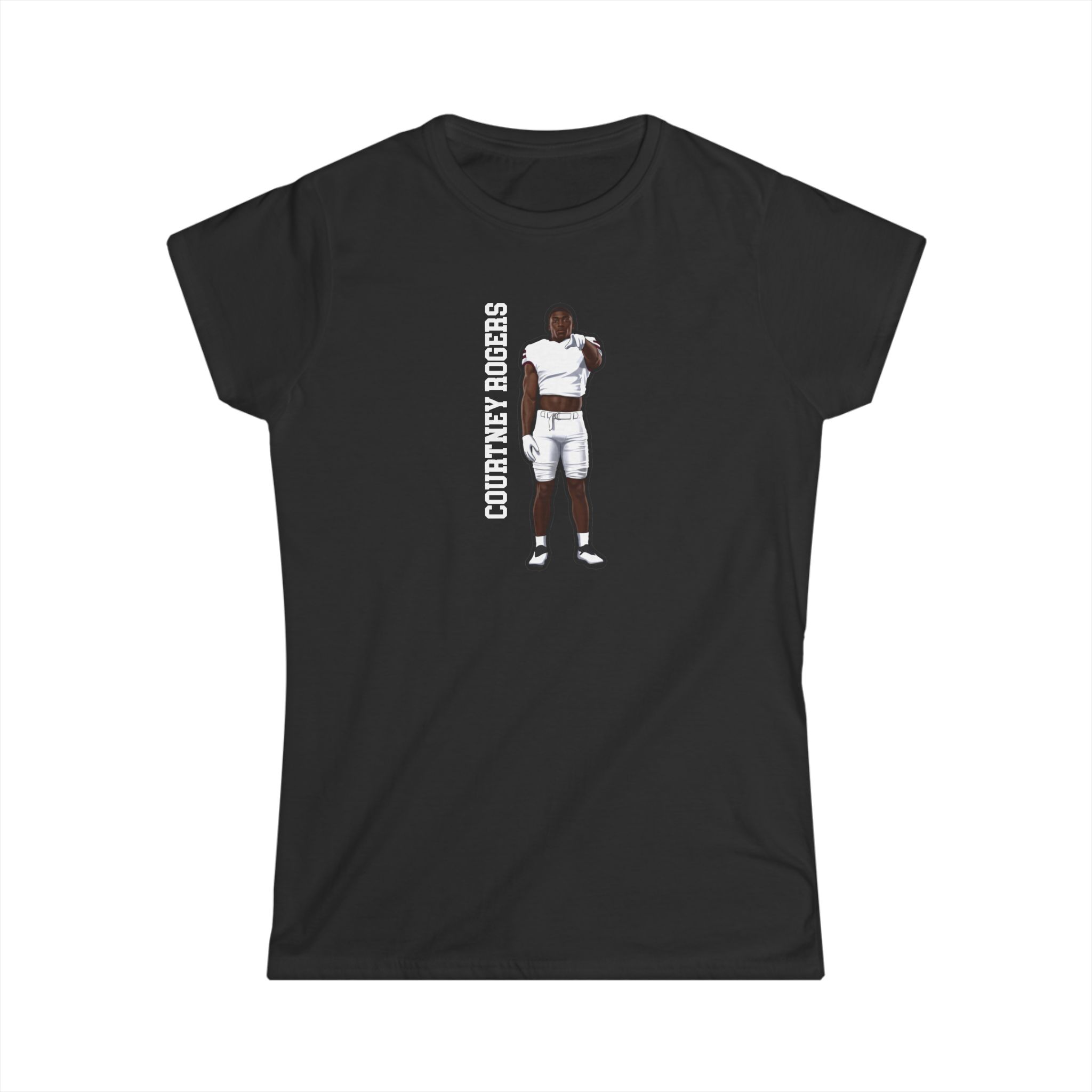 Women's Softstyle Tee — character_name_vertical in Black