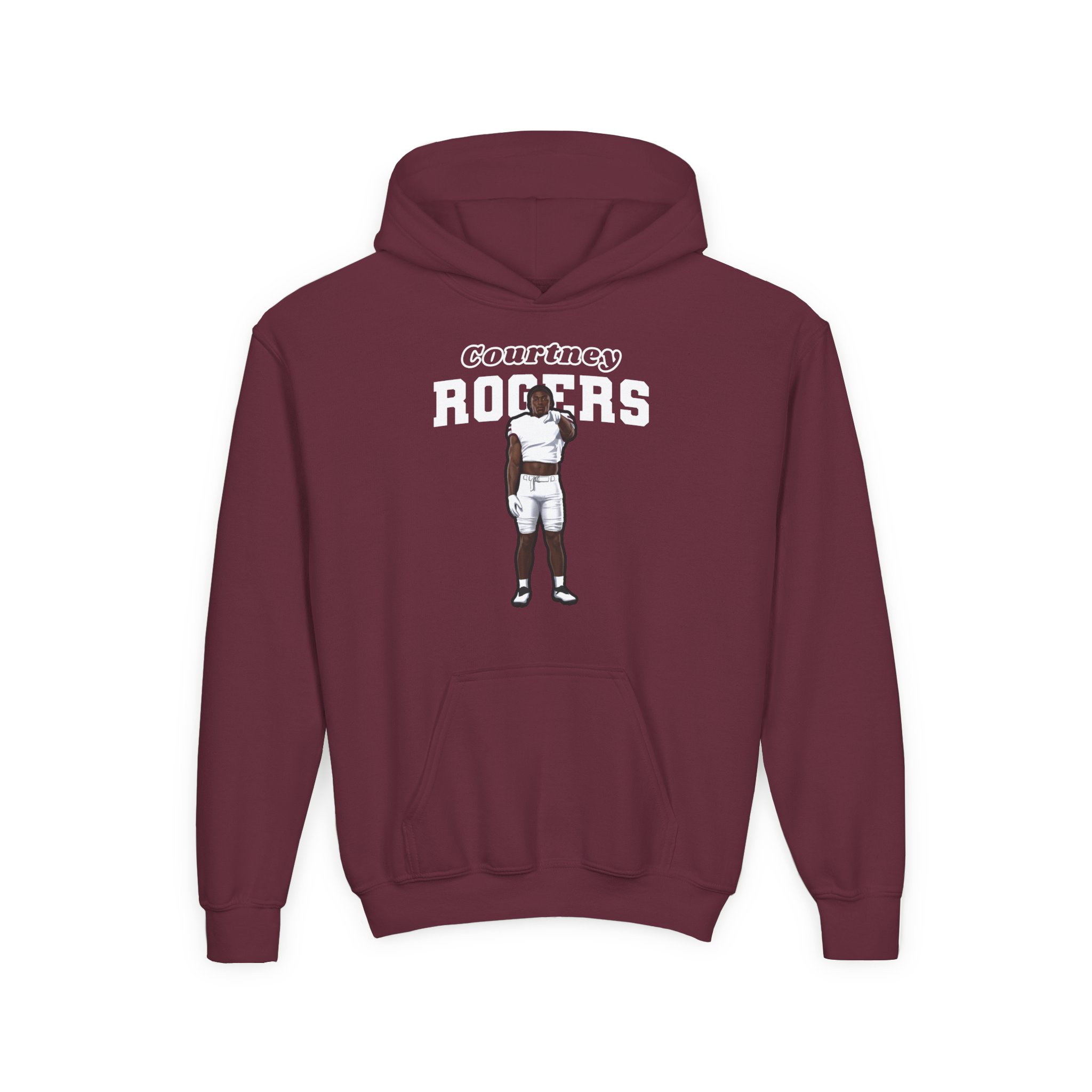 Youth Hoodie — character_name_arch in Maroon