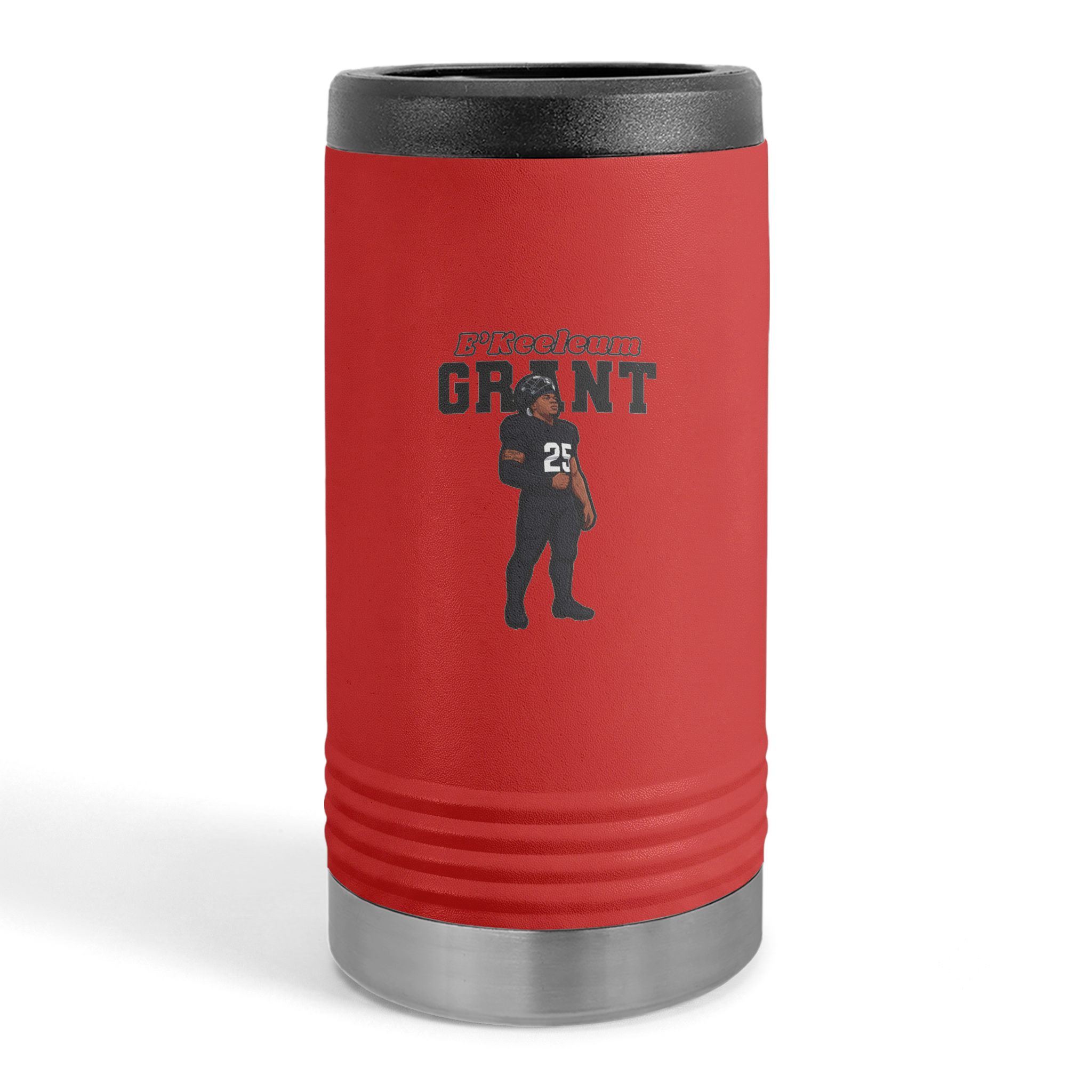 Slim Stainless Can Cooler — character_name_arch in Red