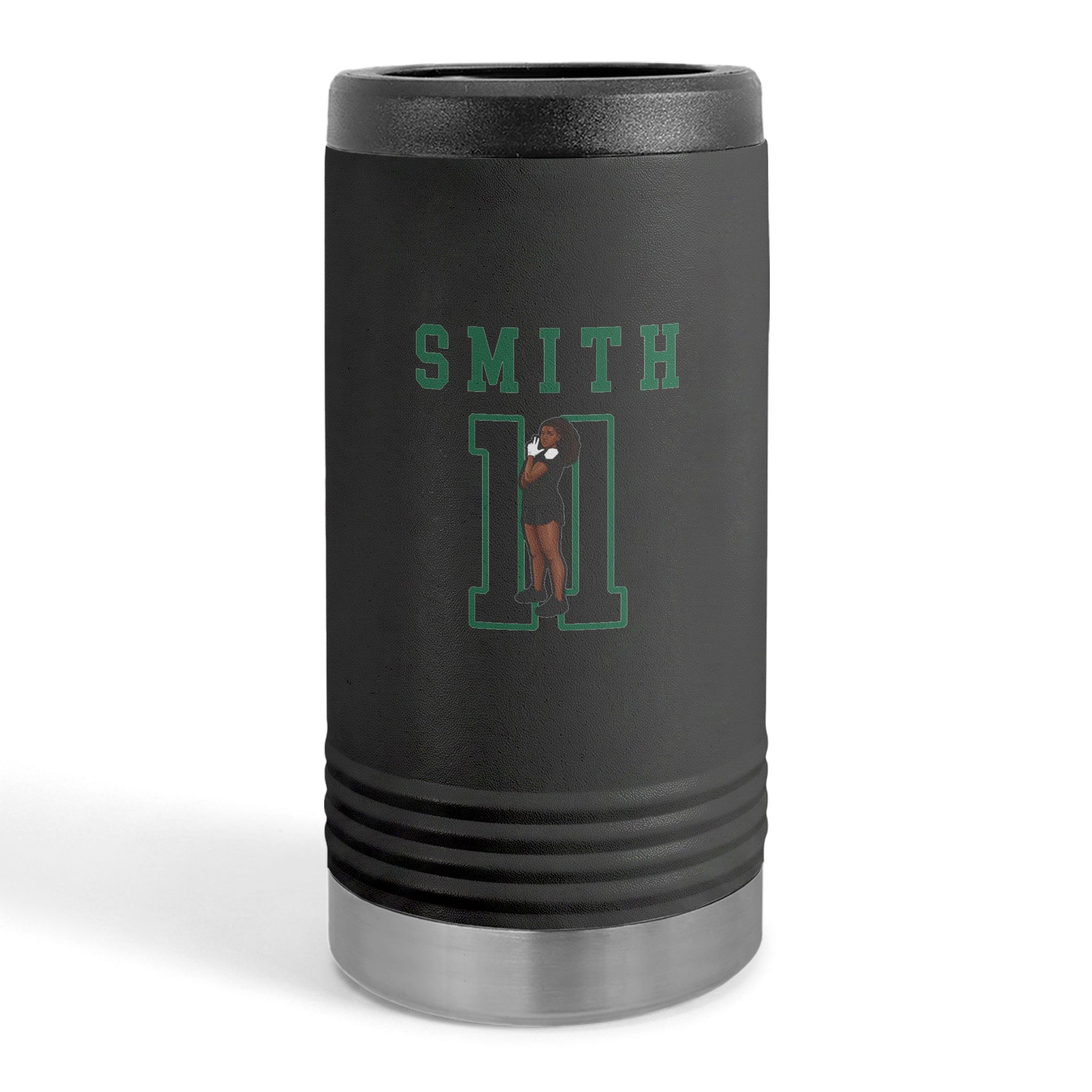 Slim Stainless Can Cooler — character_shirsey in Black