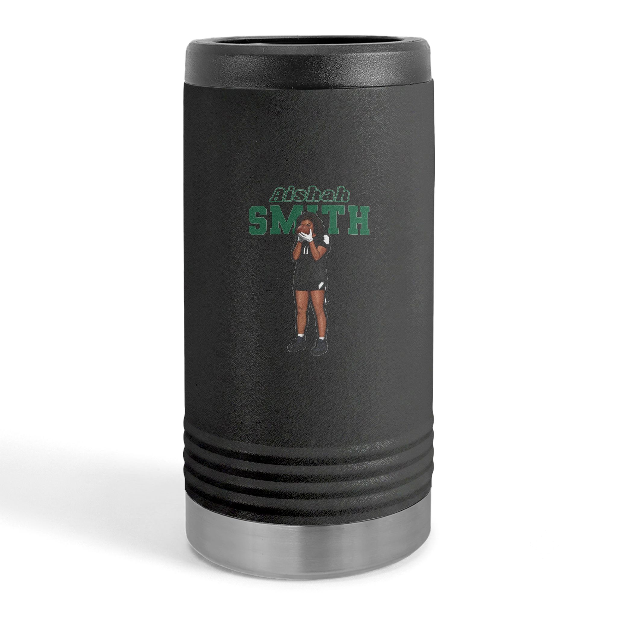 Slim Stainless Can Cooler — character_name_arch in Black