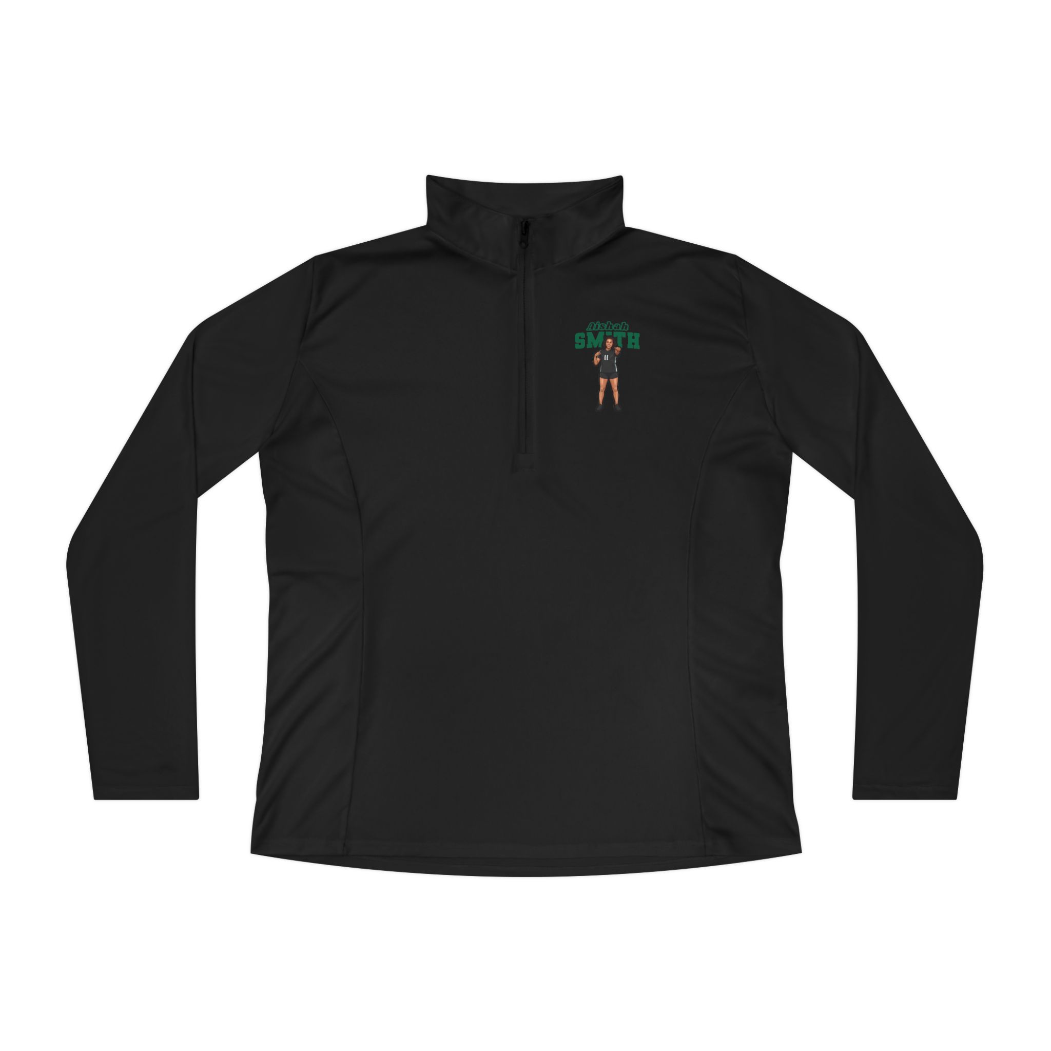Women's Q-Zip Pullover — character_name_arch in Black