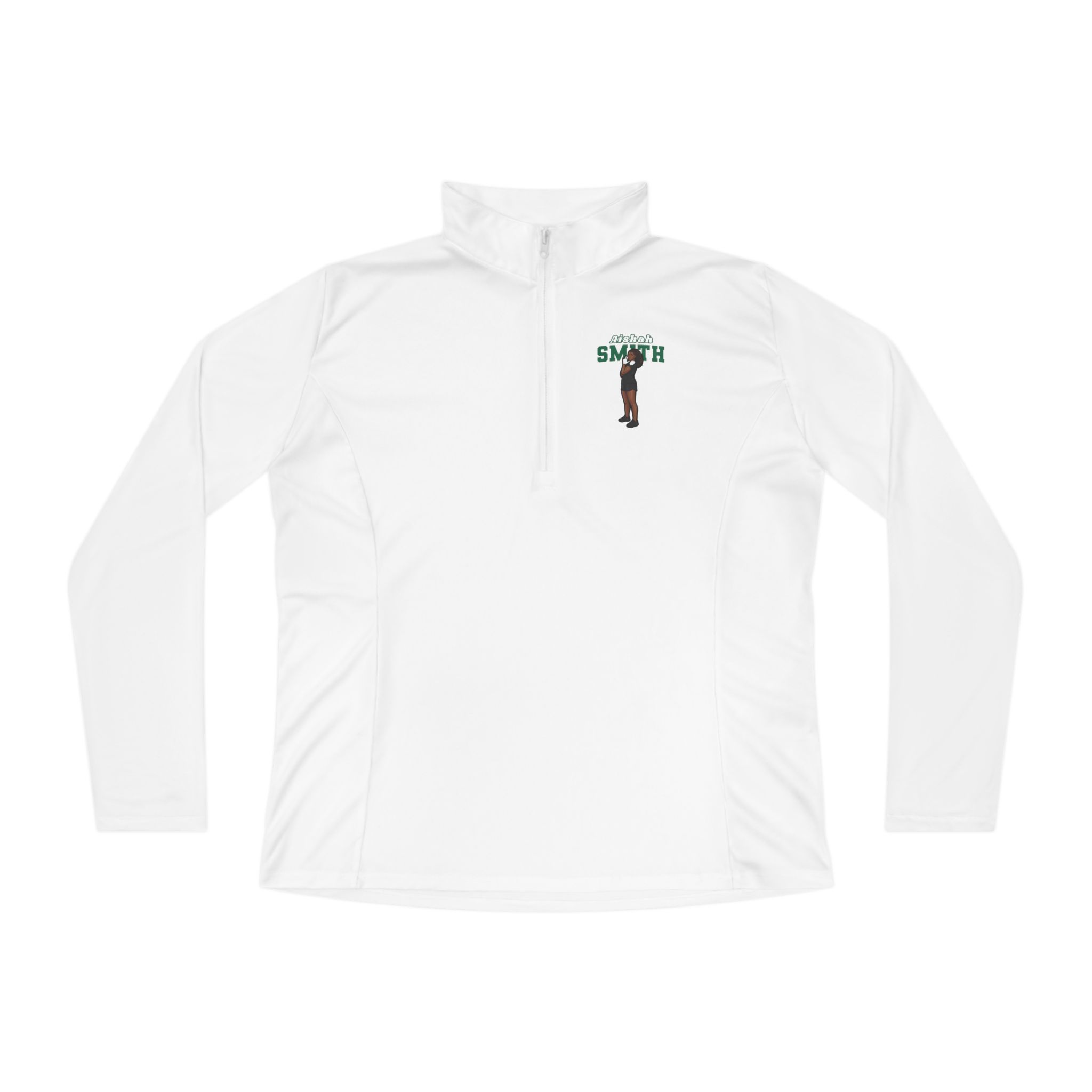 Women's Q-Zip Pullover — character_name_arch in White