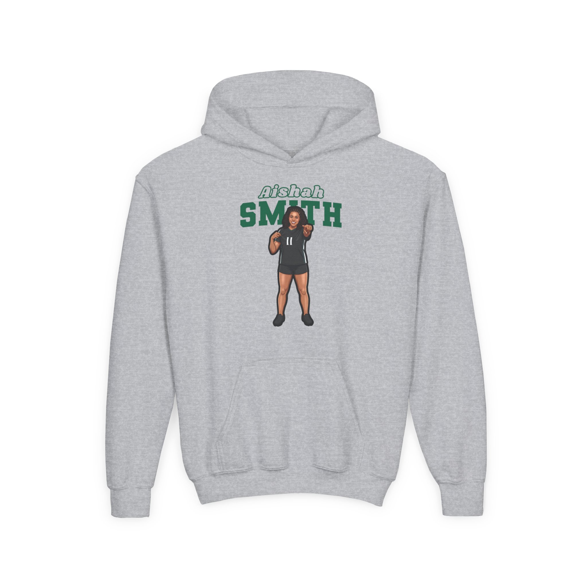 Youth Hoodie — character_name_arch in Grey