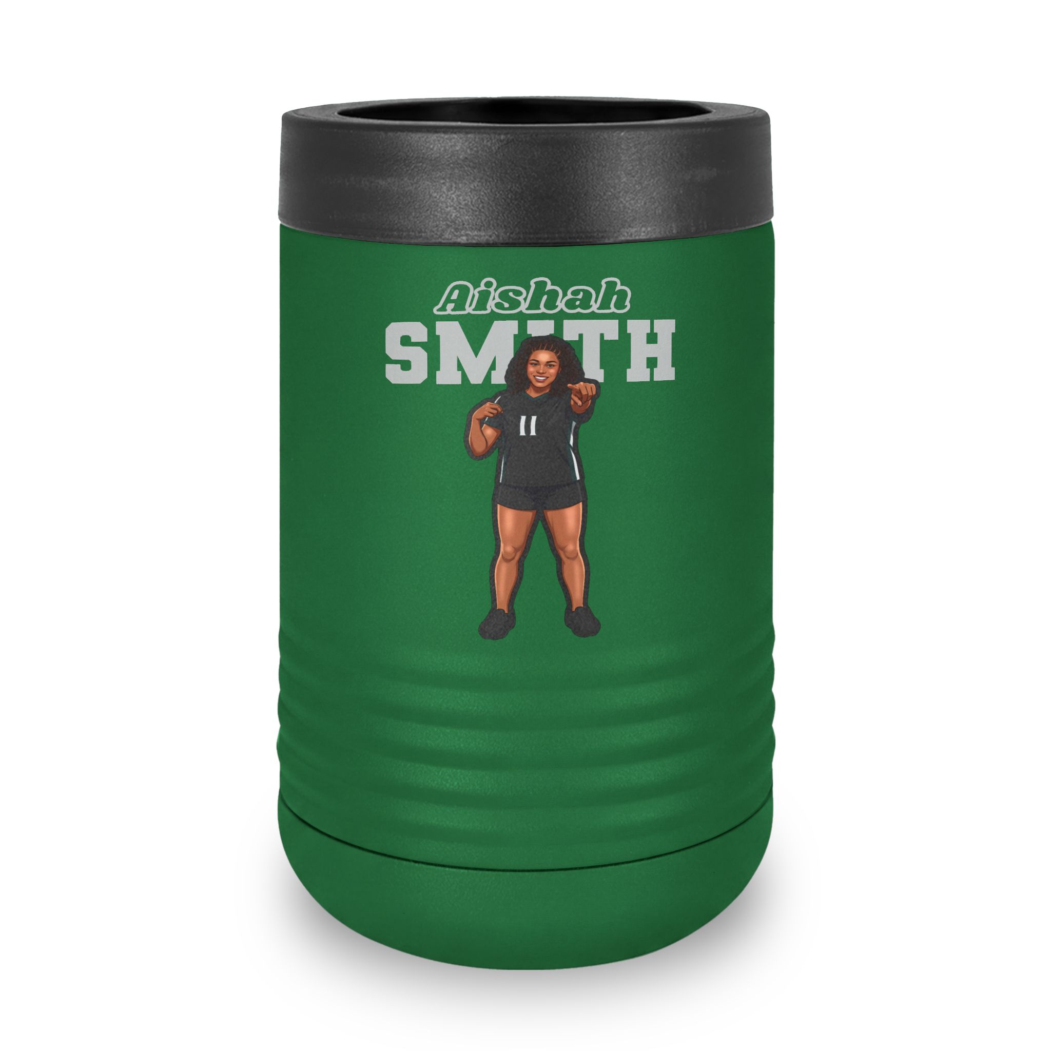 Stainless Can Cooler — character_name_arch in Green
