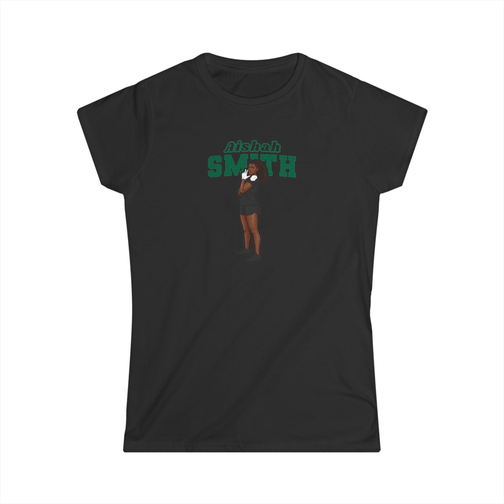 Women's Softstyle Tee — character_name_arch in Black