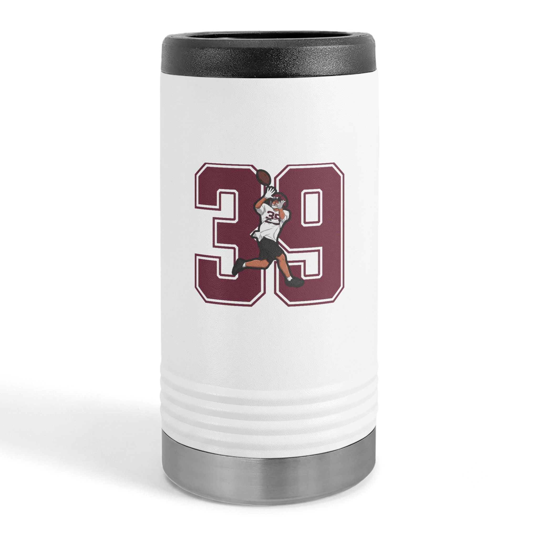 Slim Stainless Can Cooler — character_number in White
