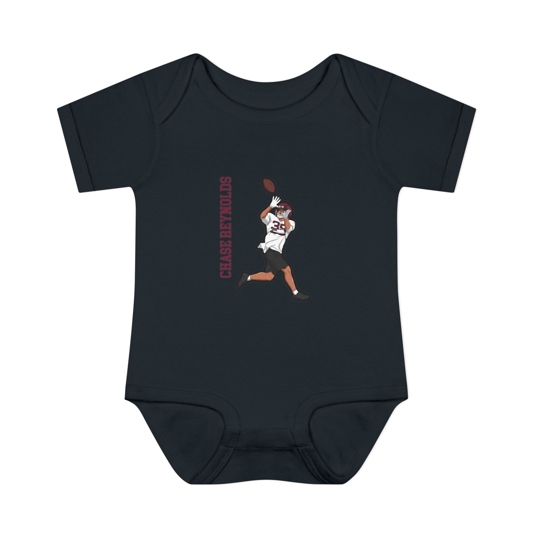 Baby Onesie — character_name_vertical in Black