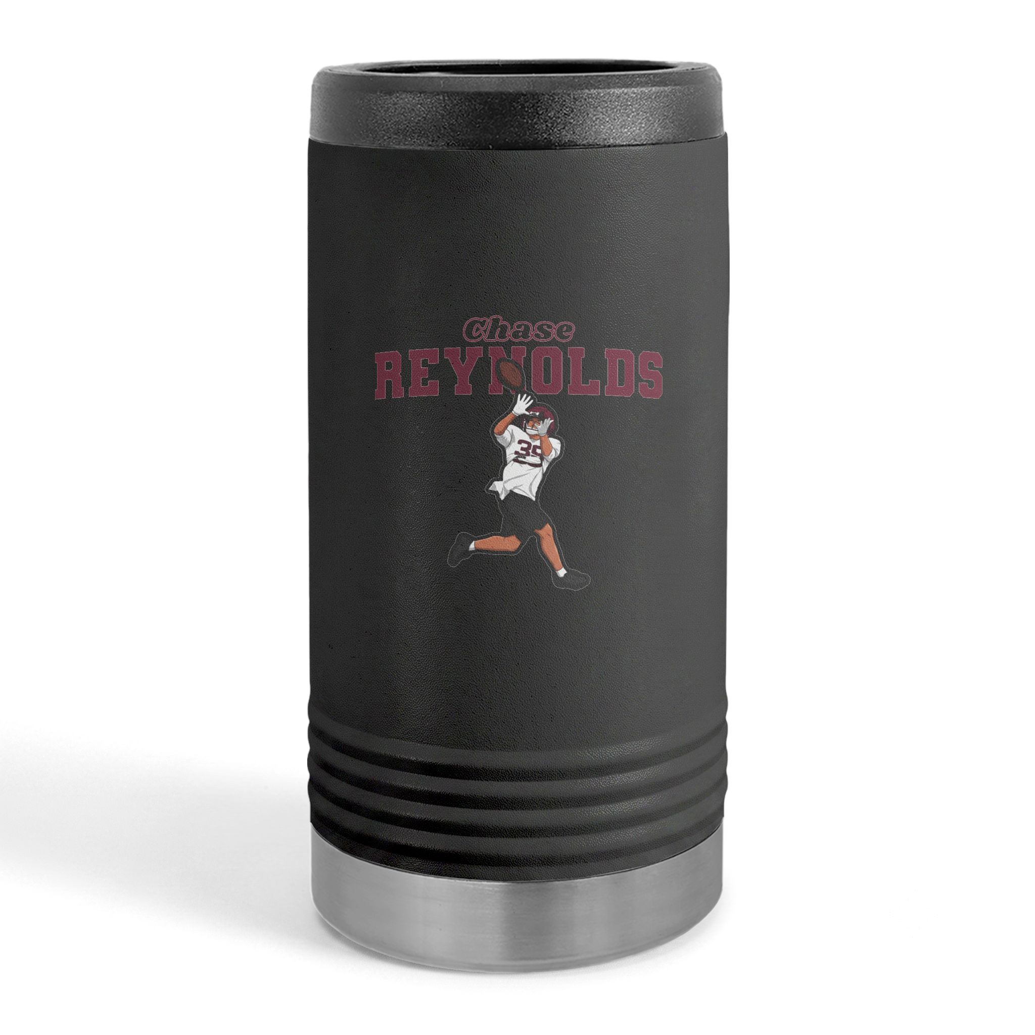 Slim Stainless Can Cooler — character_name_arch in Black