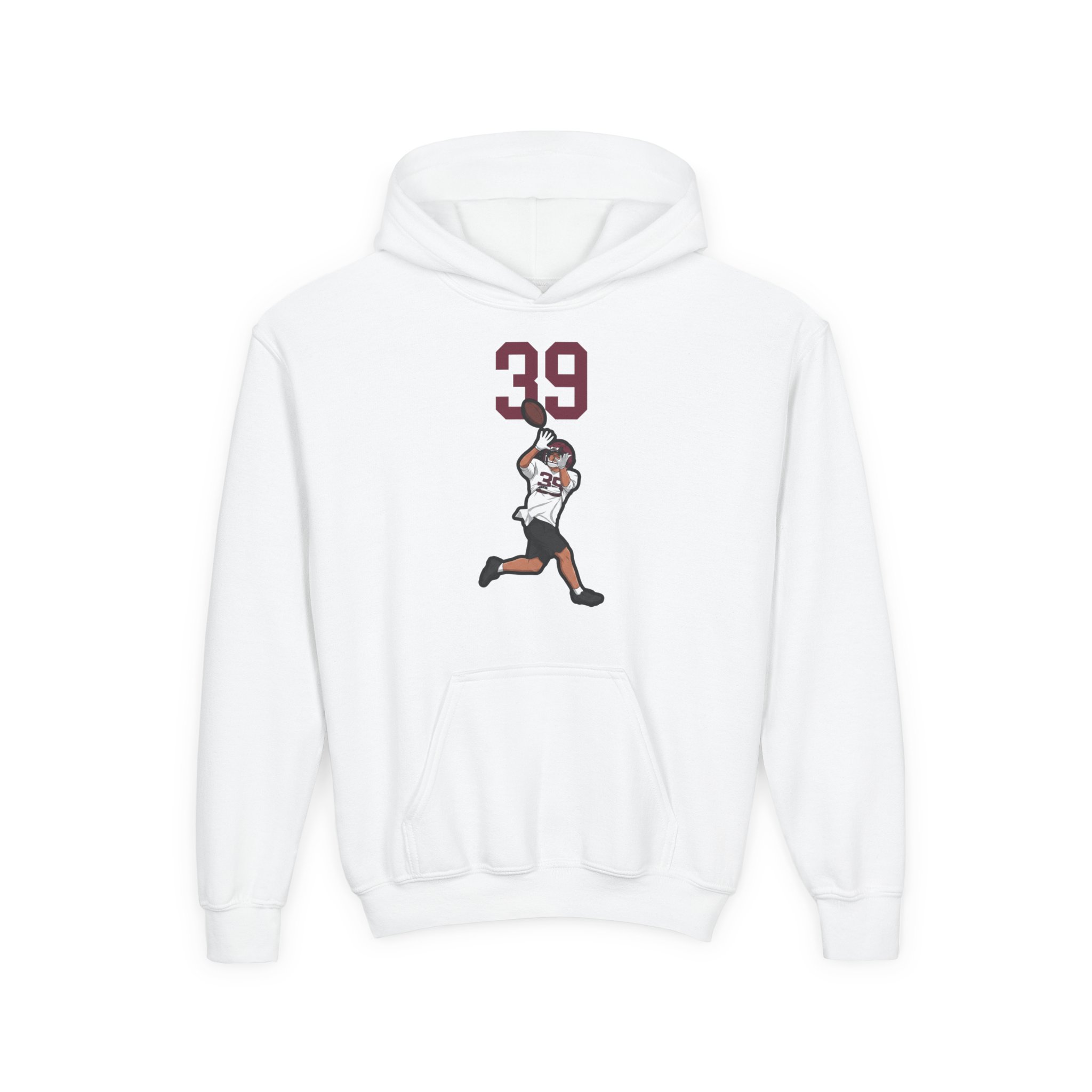 Youth Hoodie — character_number_top in White