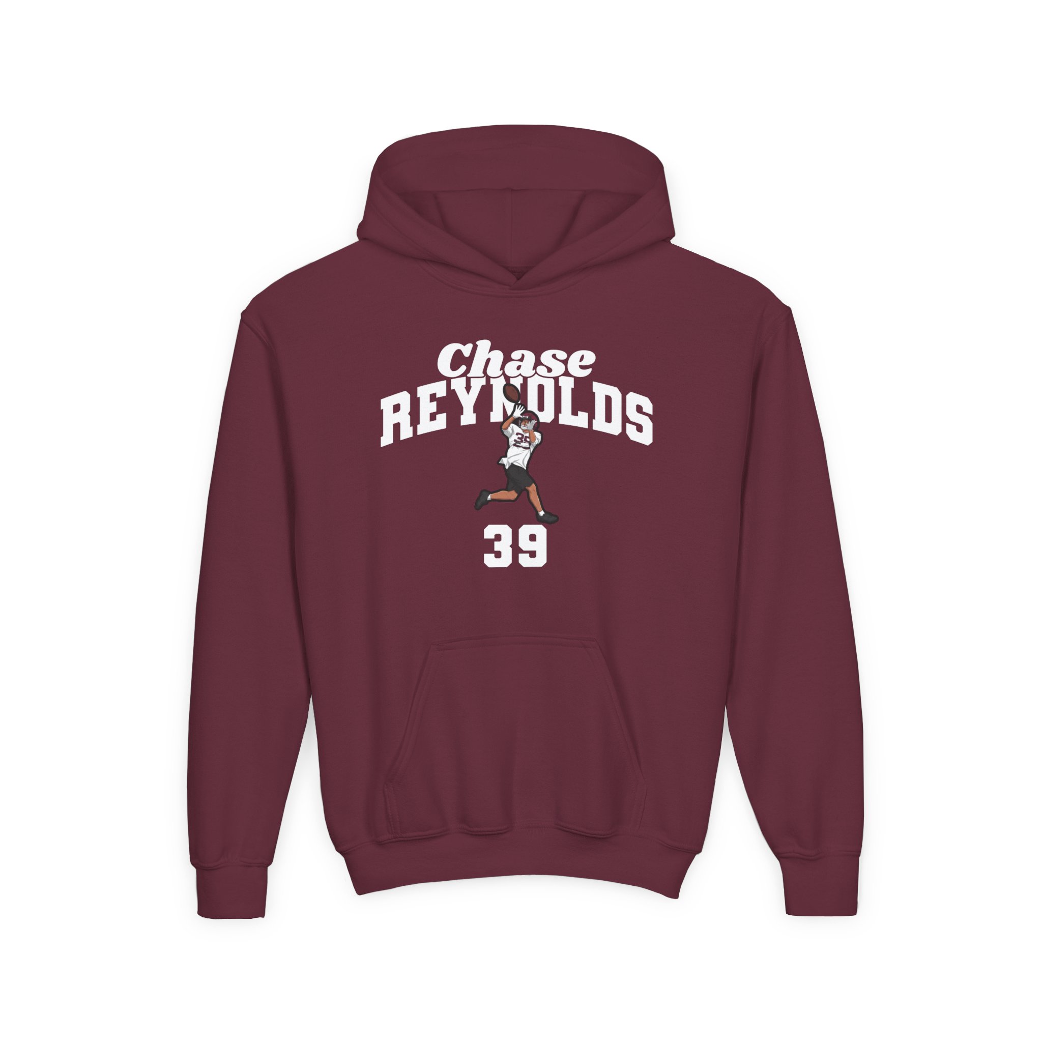Youth Hoodie — character_signature_arch in Maroon