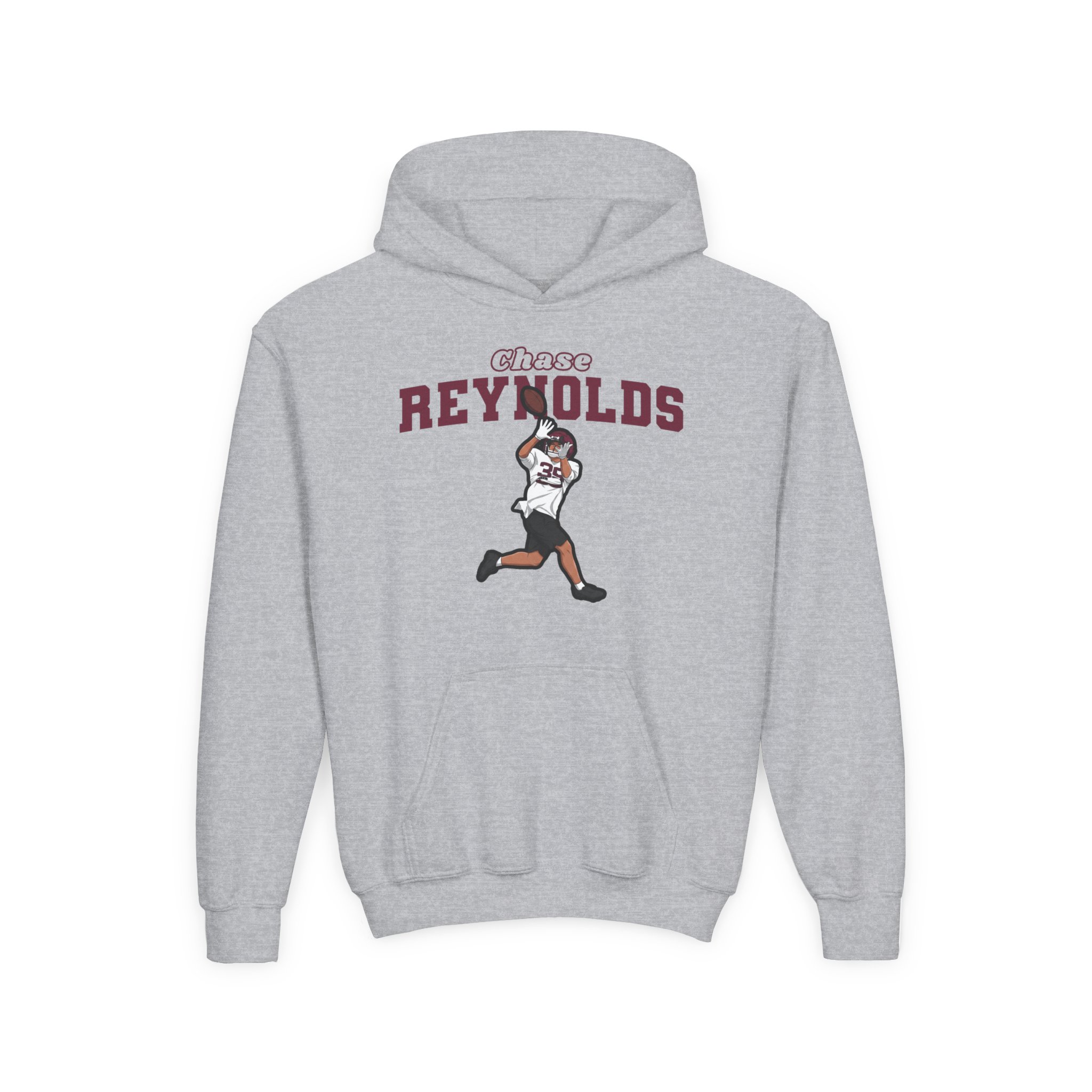 Youth Hoodie — character_name_arch in Grey