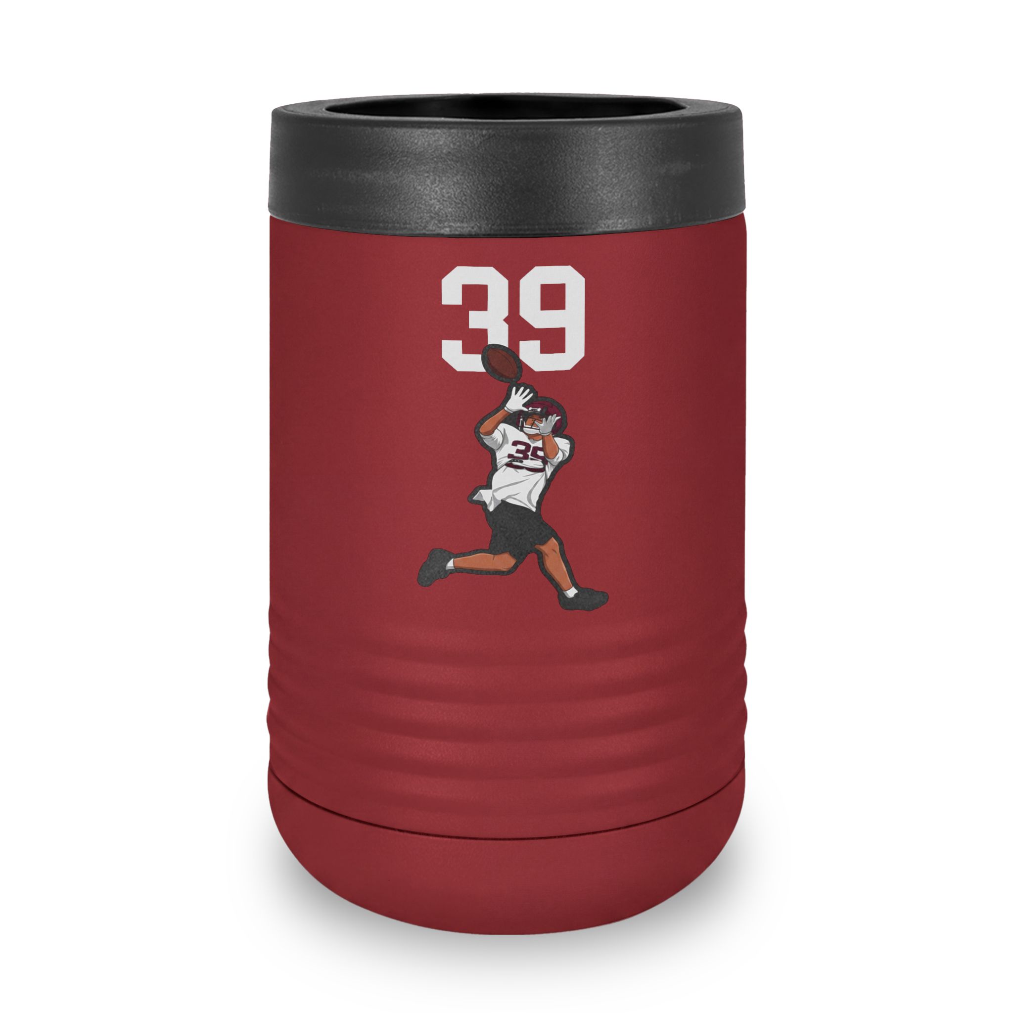 Stainless Can Cooler — character_number_top in Maroon