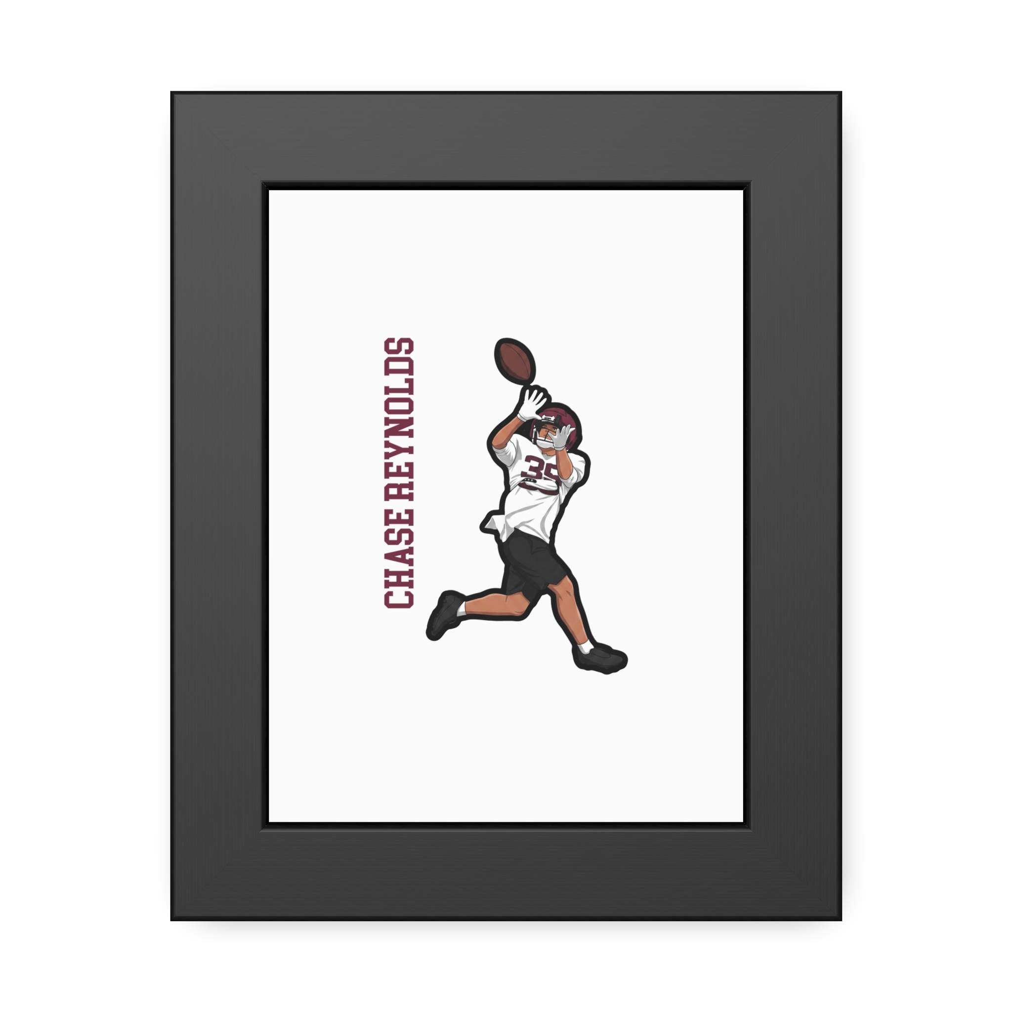 Framed Poster — character_name_vertical in Black