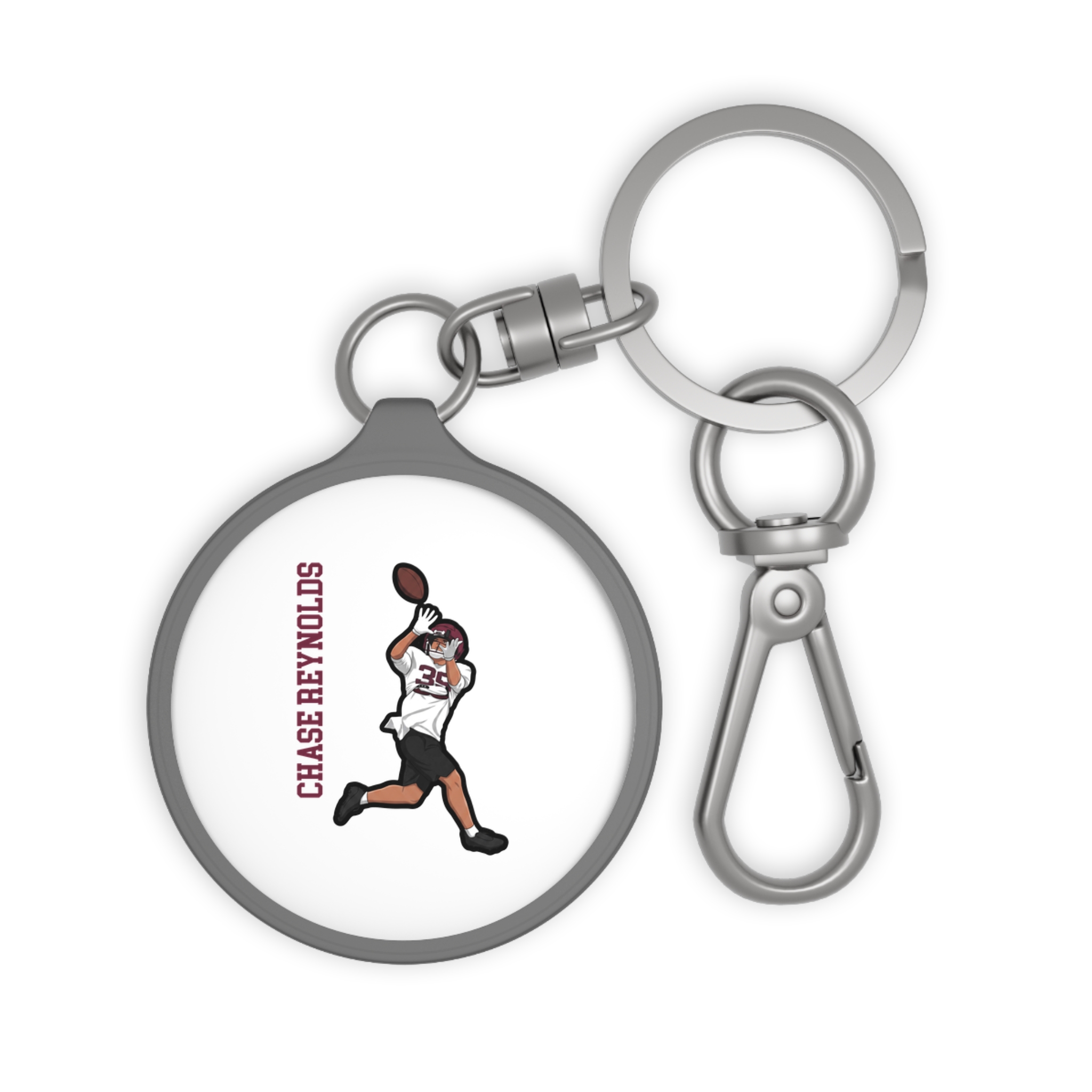 Keychain — character_name_vertical in Grey