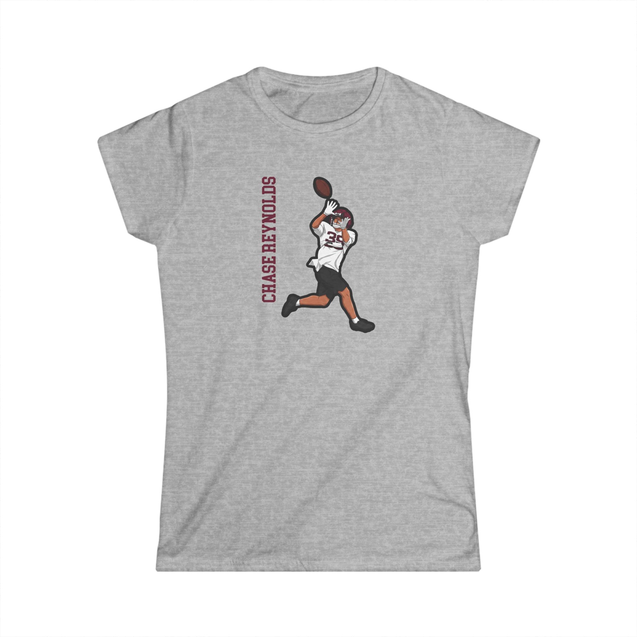 Women's Softstyle Tee — character_name_vertical in Grey