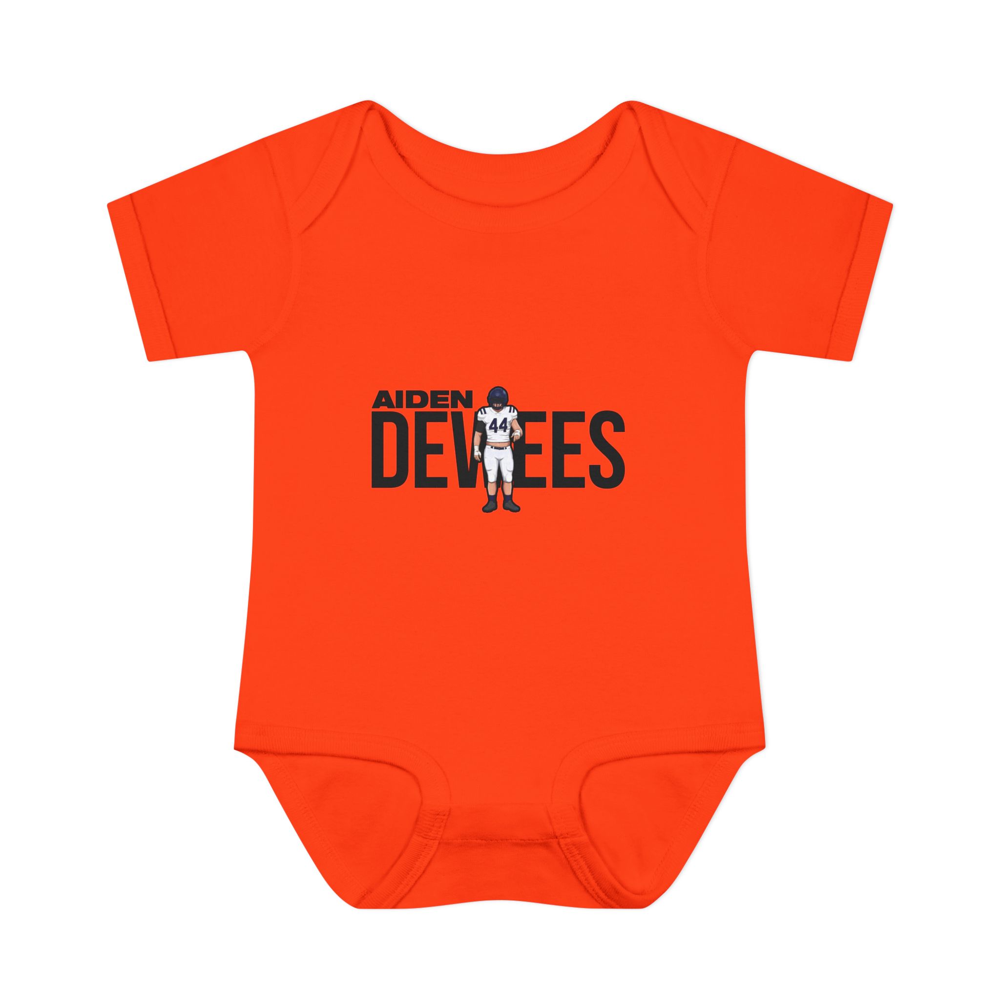 Baby Onesie — character_player_name in Orange