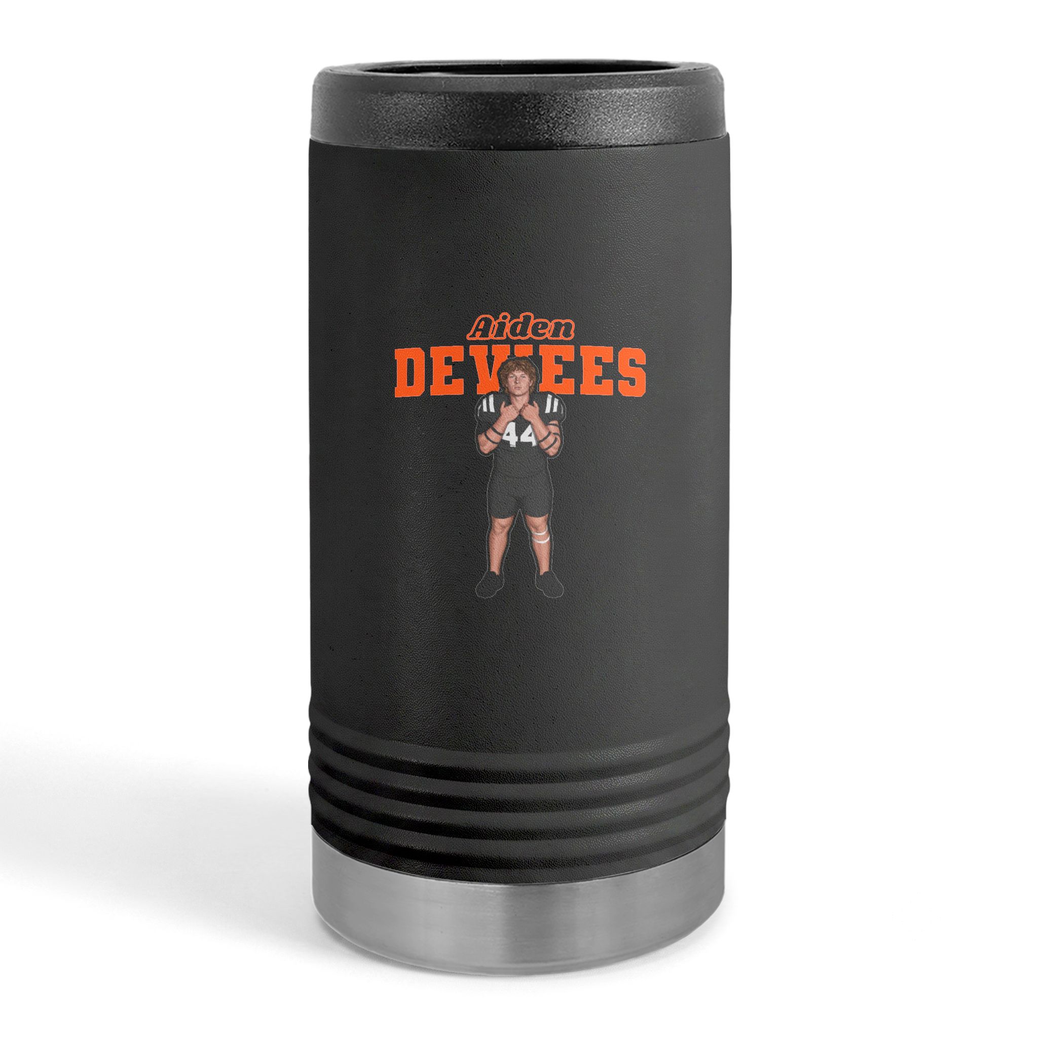 Slim Stainless Can Cooler — character_name_arch in Black