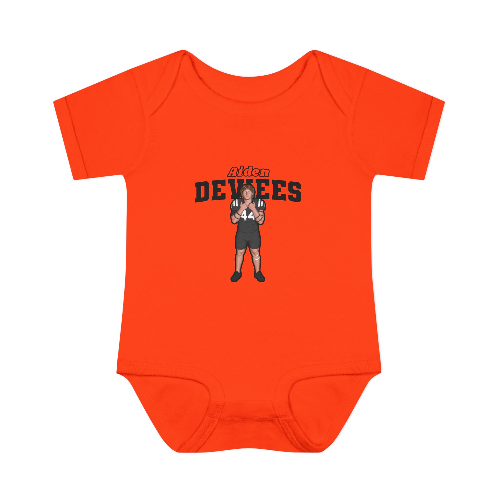 Baby Onesie — character_name_arch in Orange