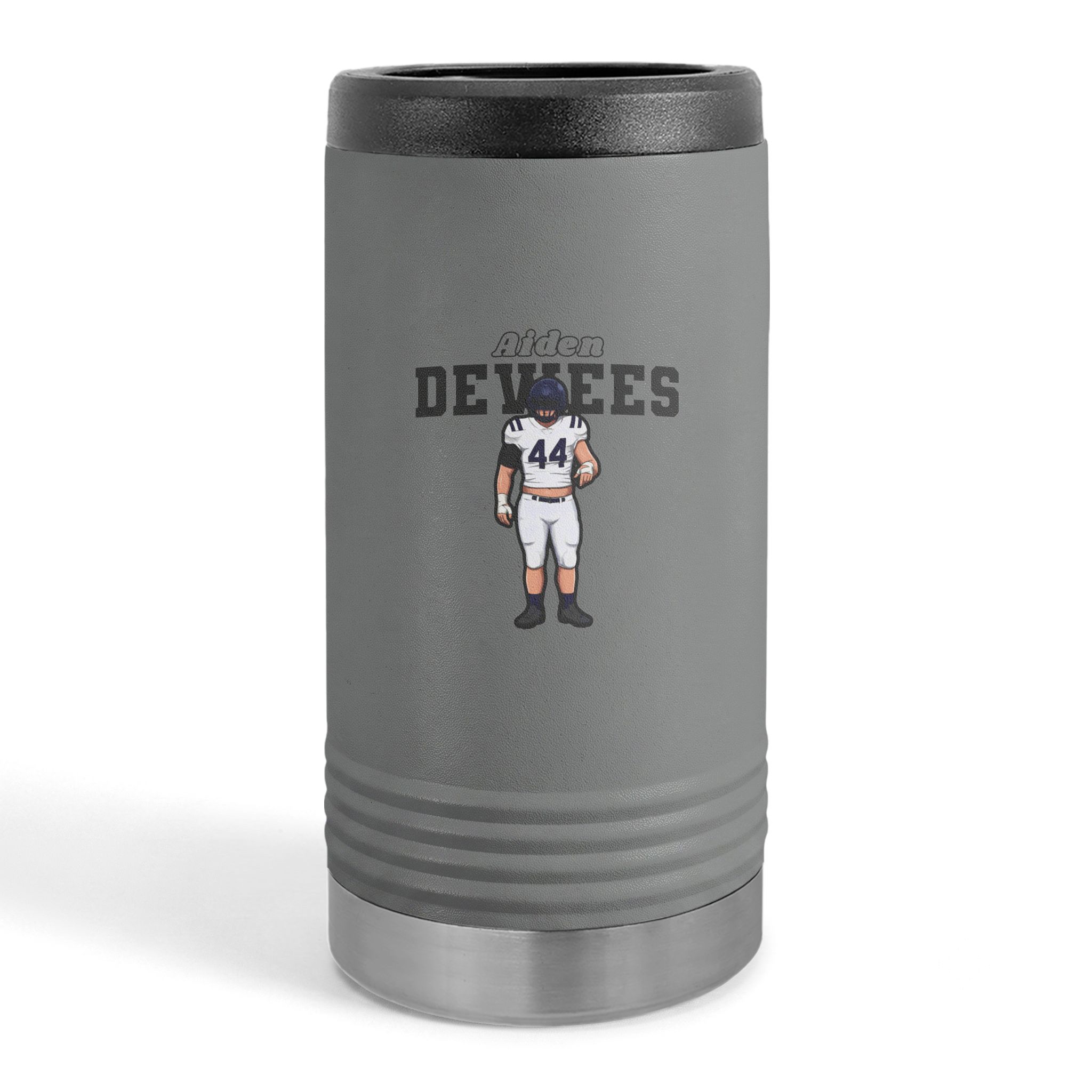 Slim Stainless Can Cooler — character_name_arch in Grey