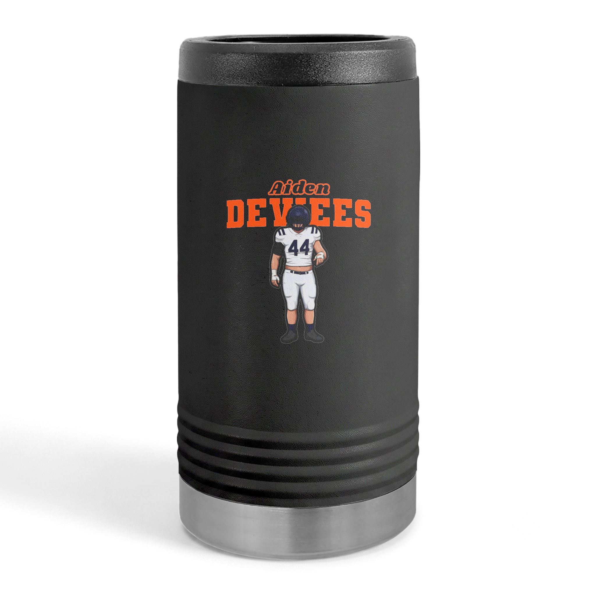 Slim Stainless Can Cooler — character_name_arch in Black