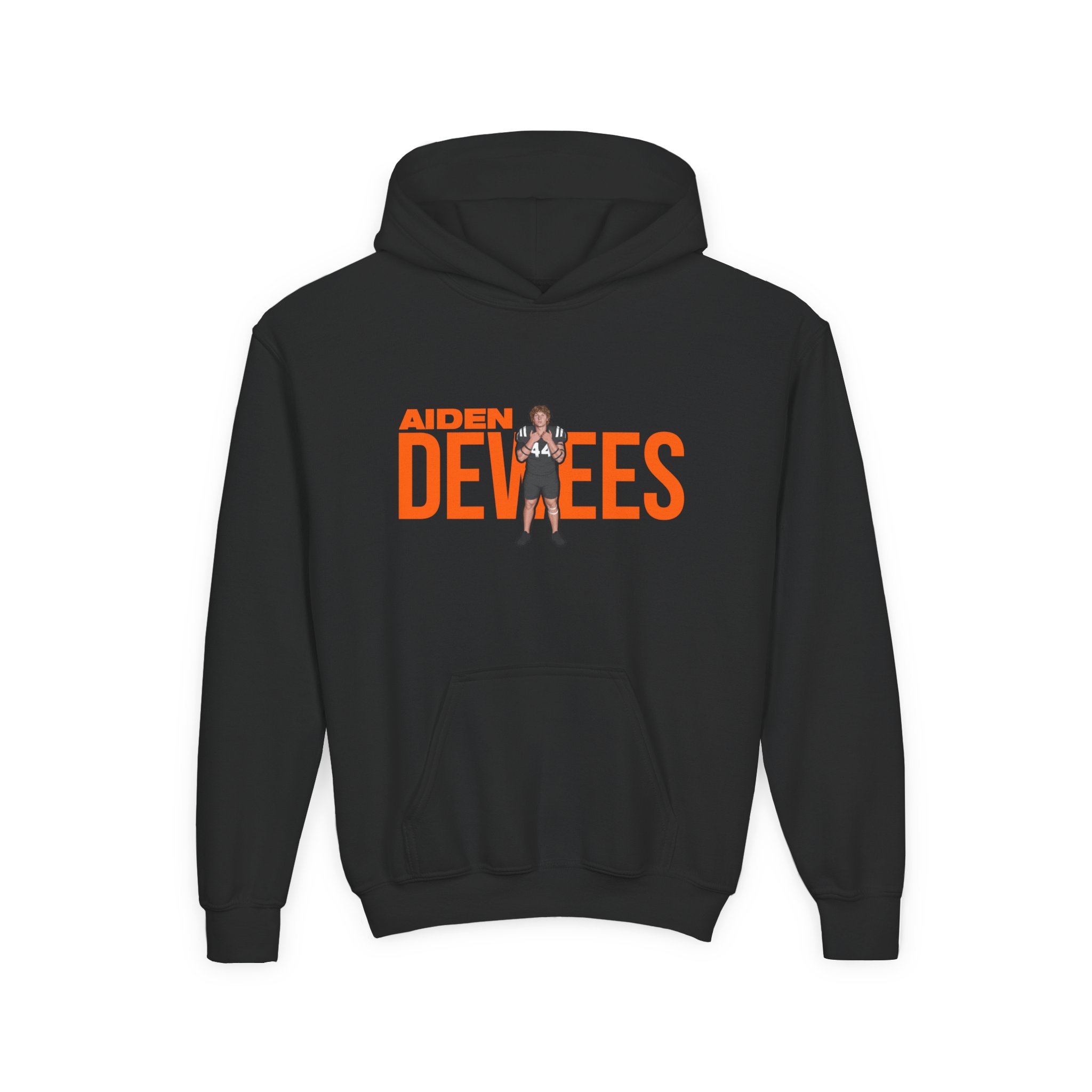 Youth Hoodie — character_player_name in Black