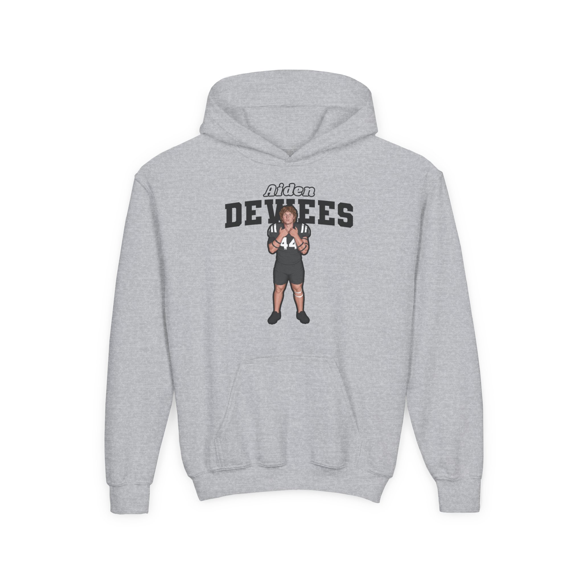 Youth Hoodie — character_name_arch in Grey