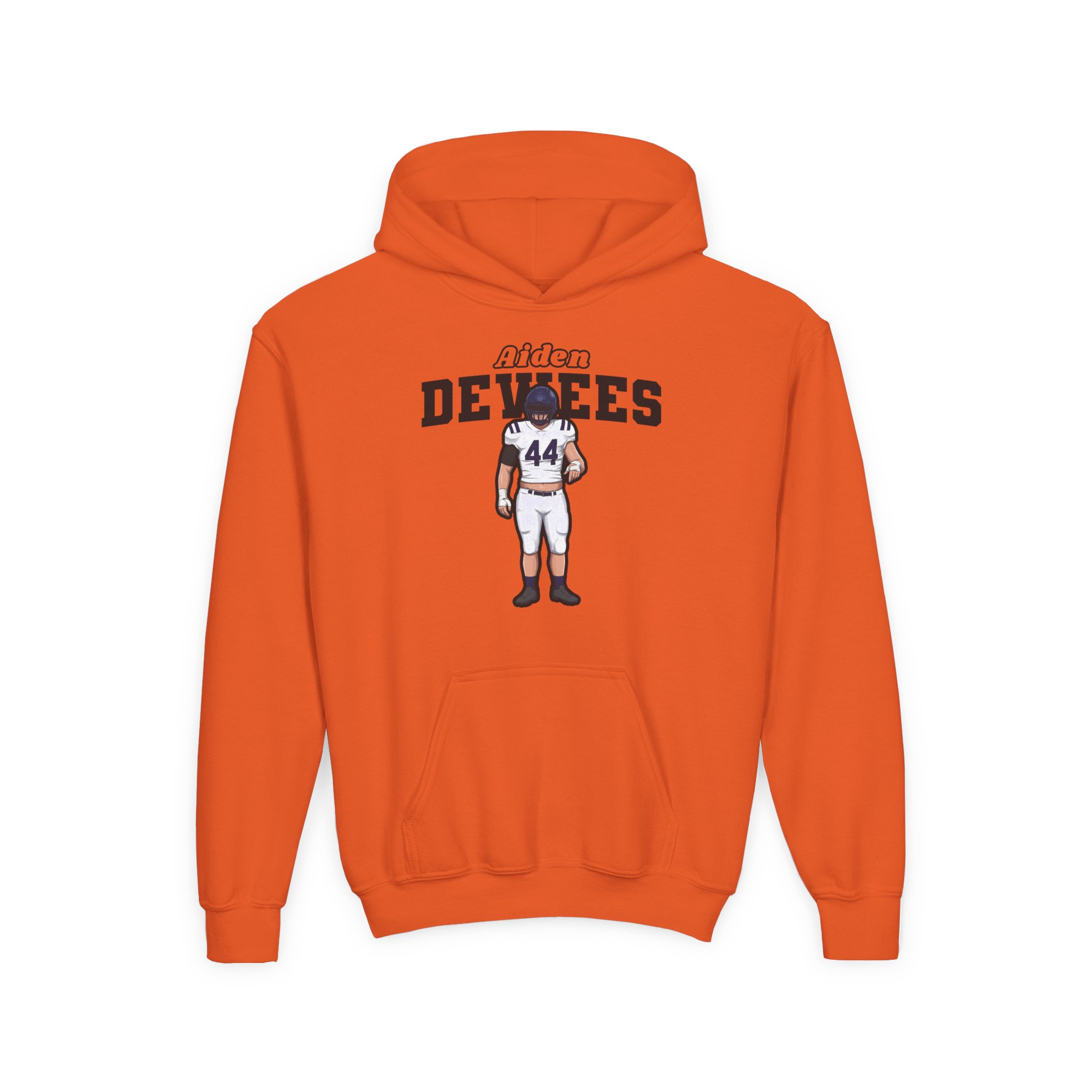 Youth Hoodie — character_name_arch in Orange