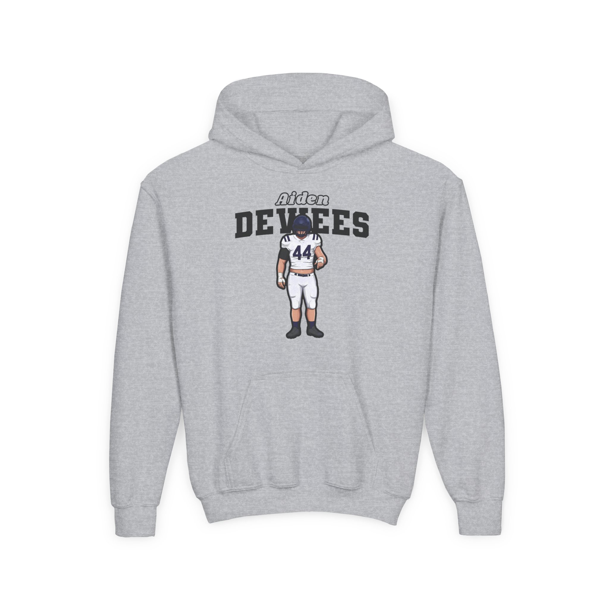 Youth Hoodie — character_name_arch in Grey