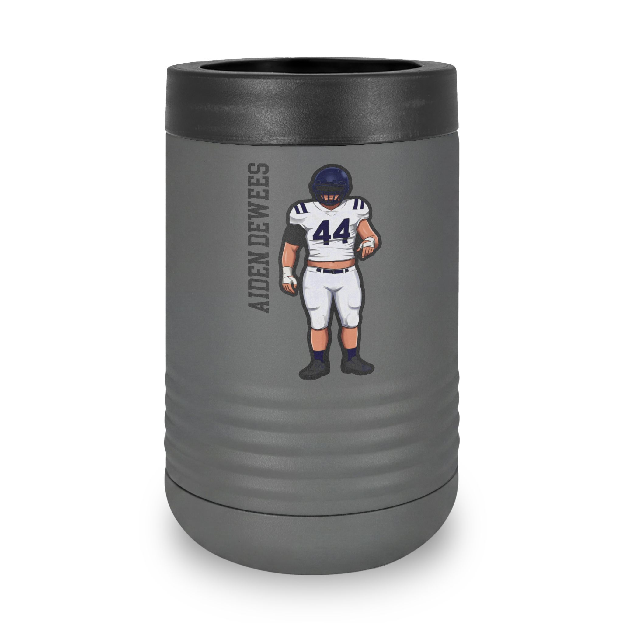 Stainless Can Cooler — character_name_vertical in Grey