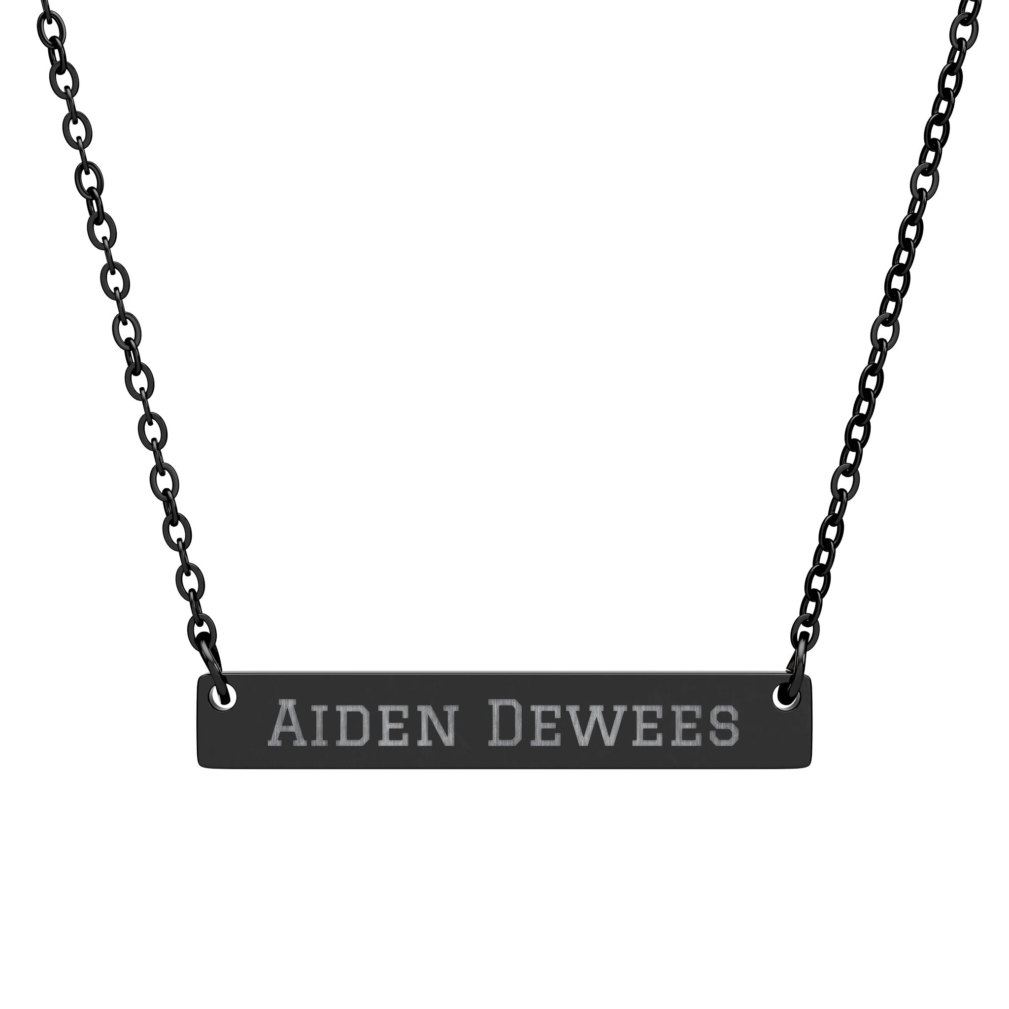 Engraved Bar Necklace — Classic in Black