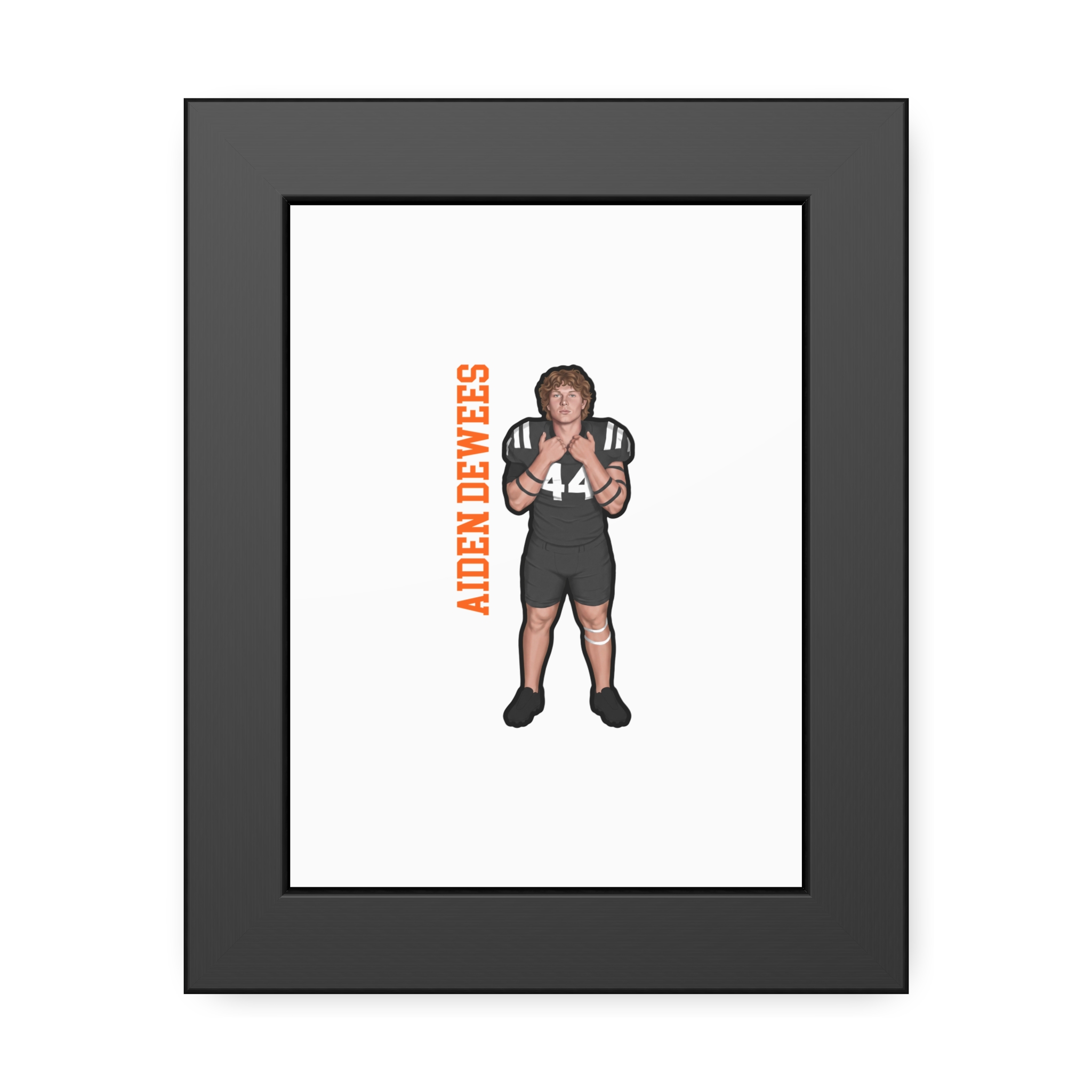 Framed Poster — character_name_vertical in Black