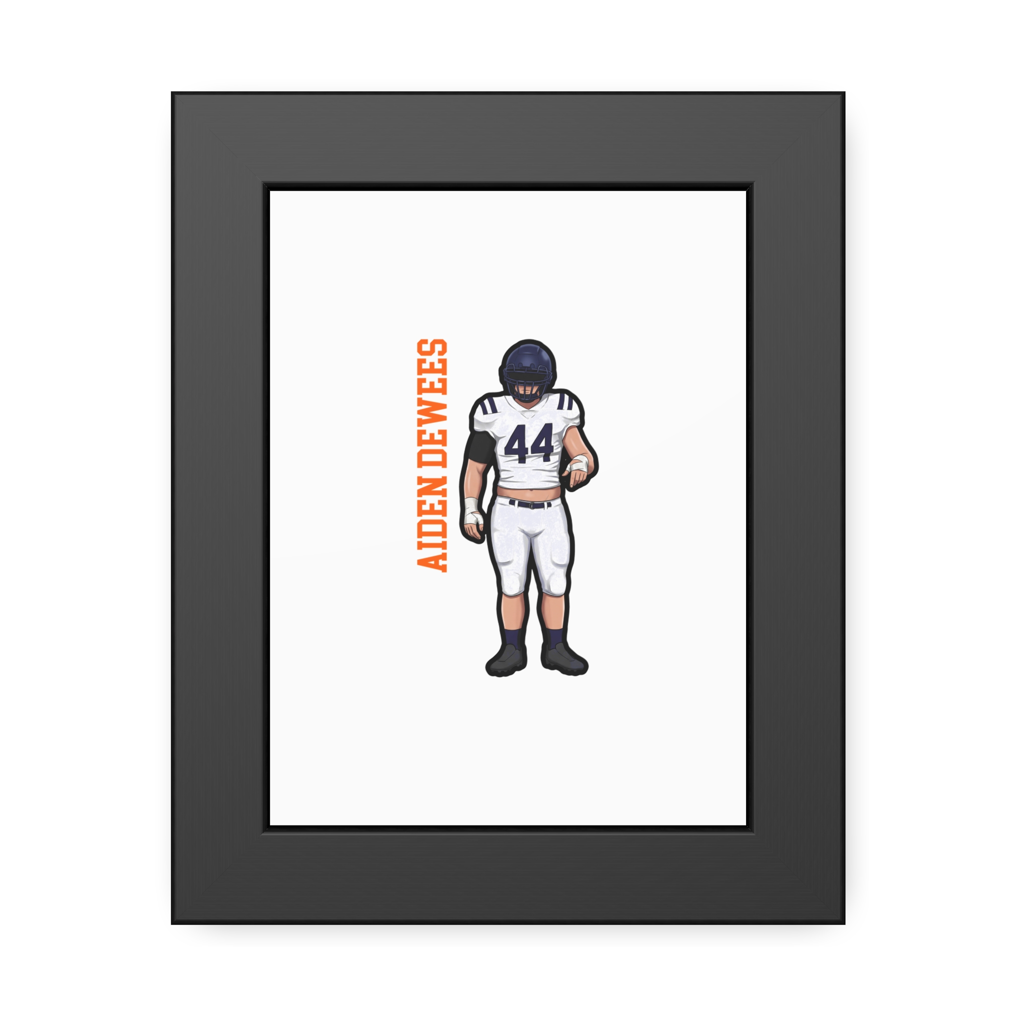 Framed Poster — character_name_vertical in Black