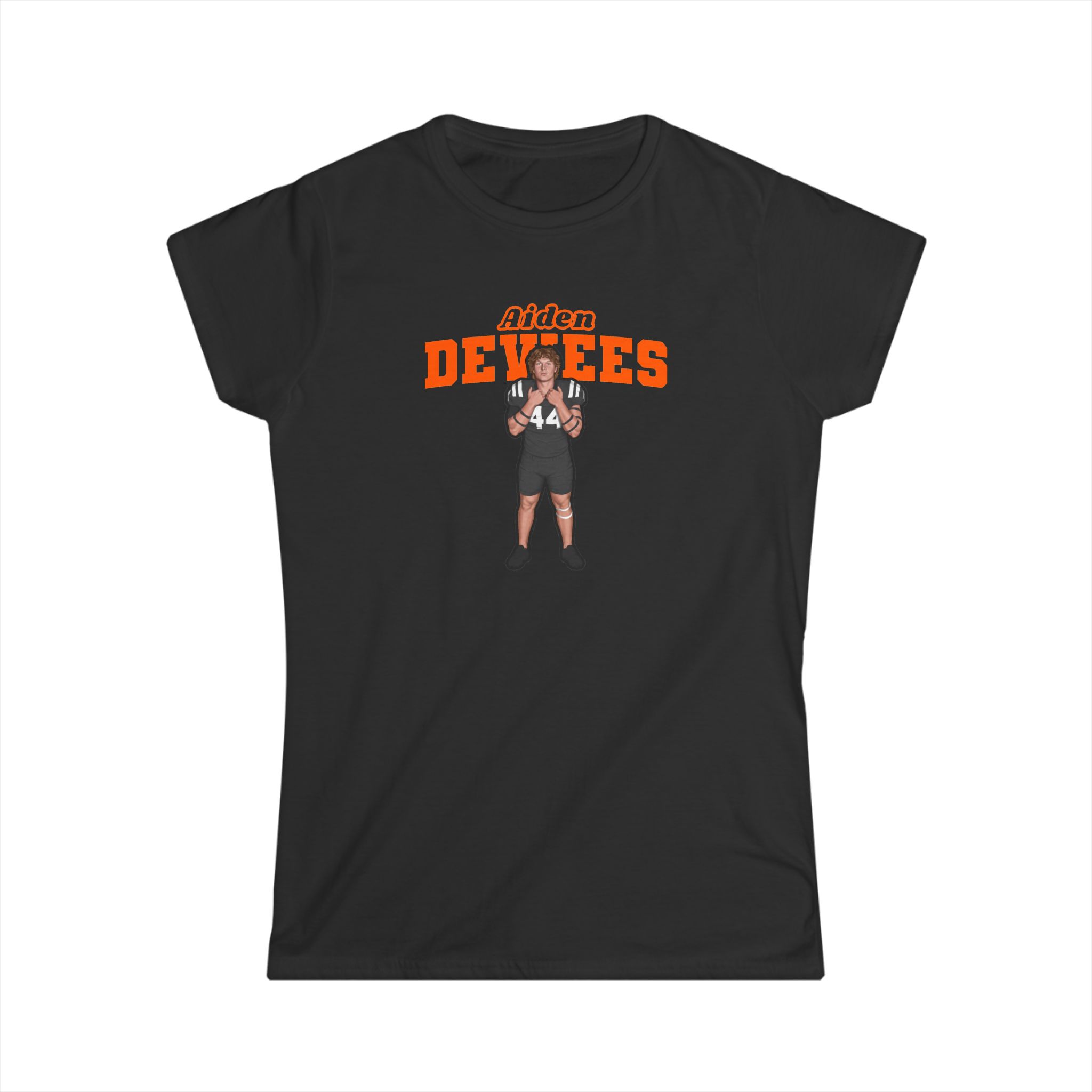 Women's Softstyle Tee — character_name_arch in Black