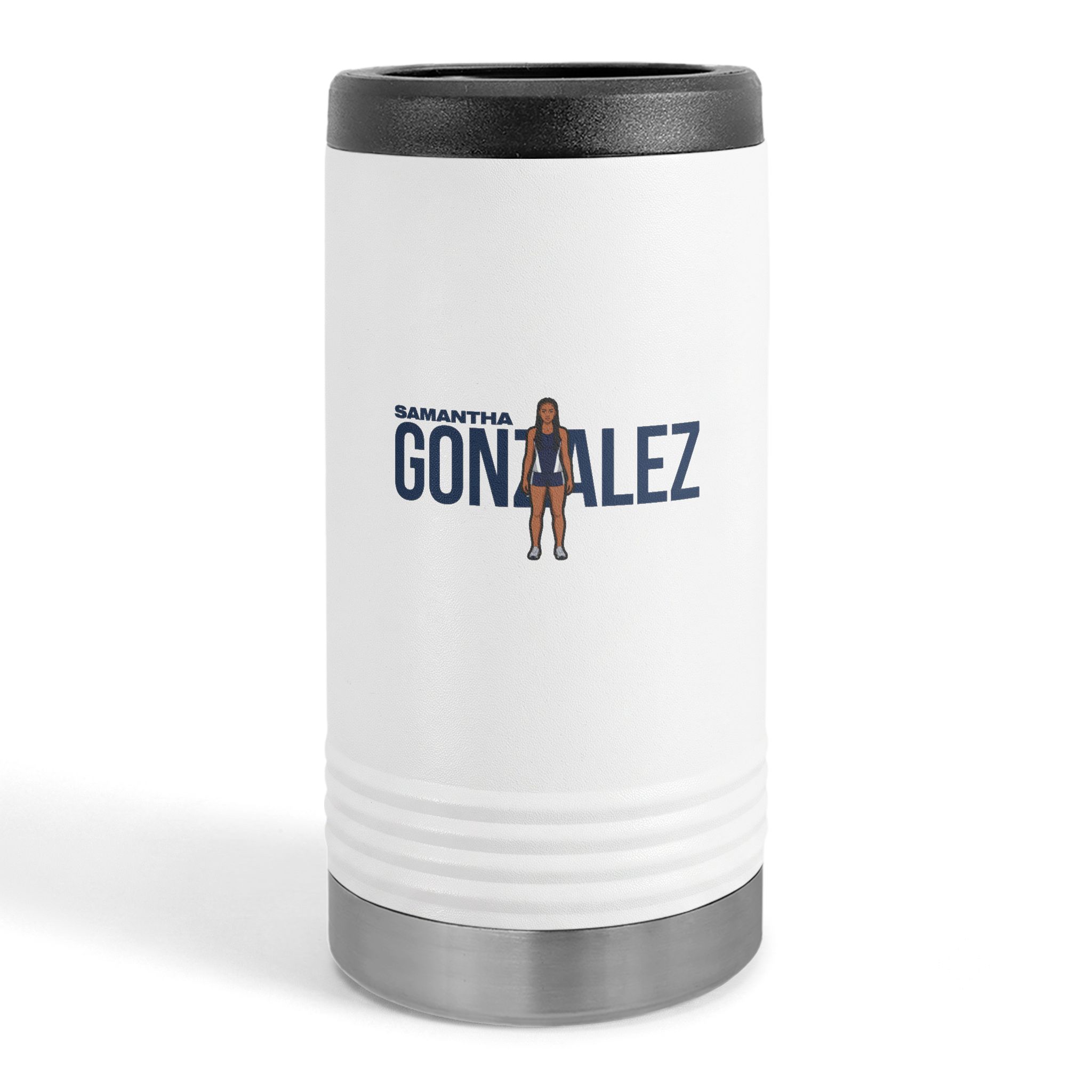 Slim Stainless Can Cooler — character_player_name in White