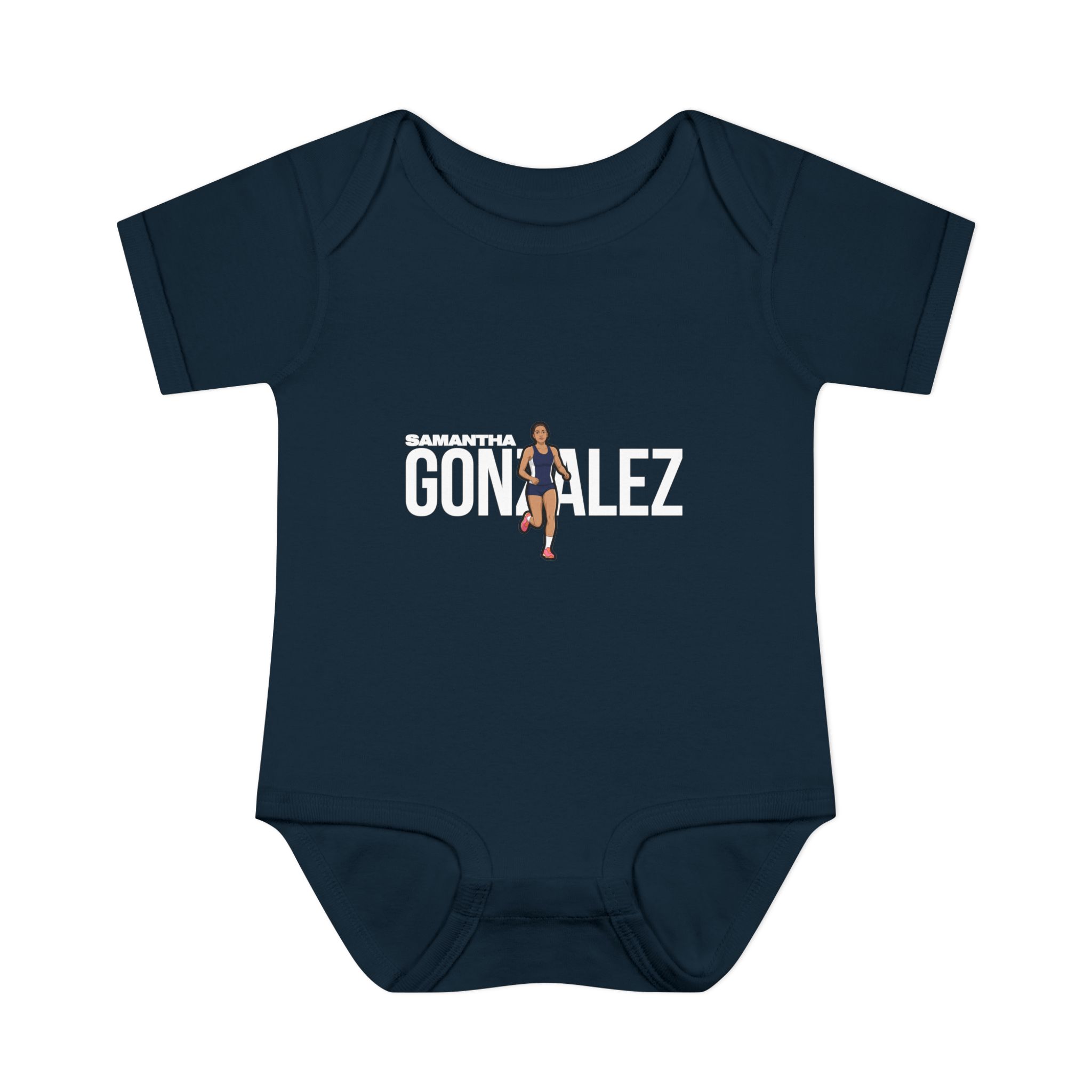 Baby Onesie — character_player_name in Navy