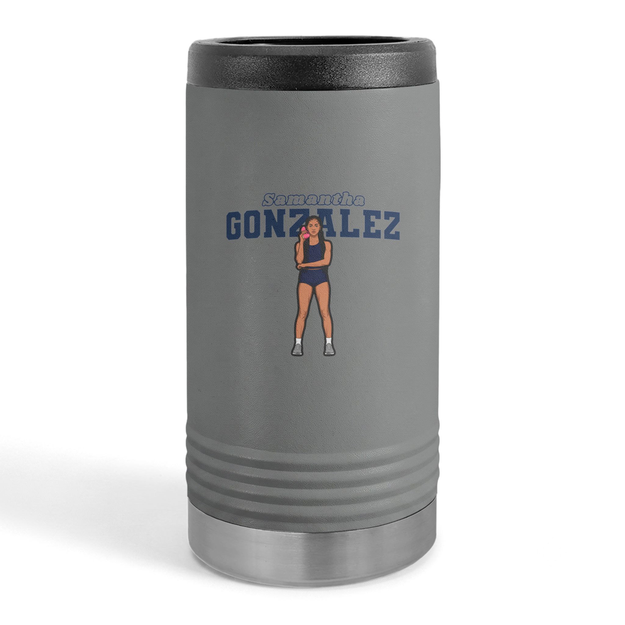 Slim Stainless Can Cooler — character_name_arch in Grey