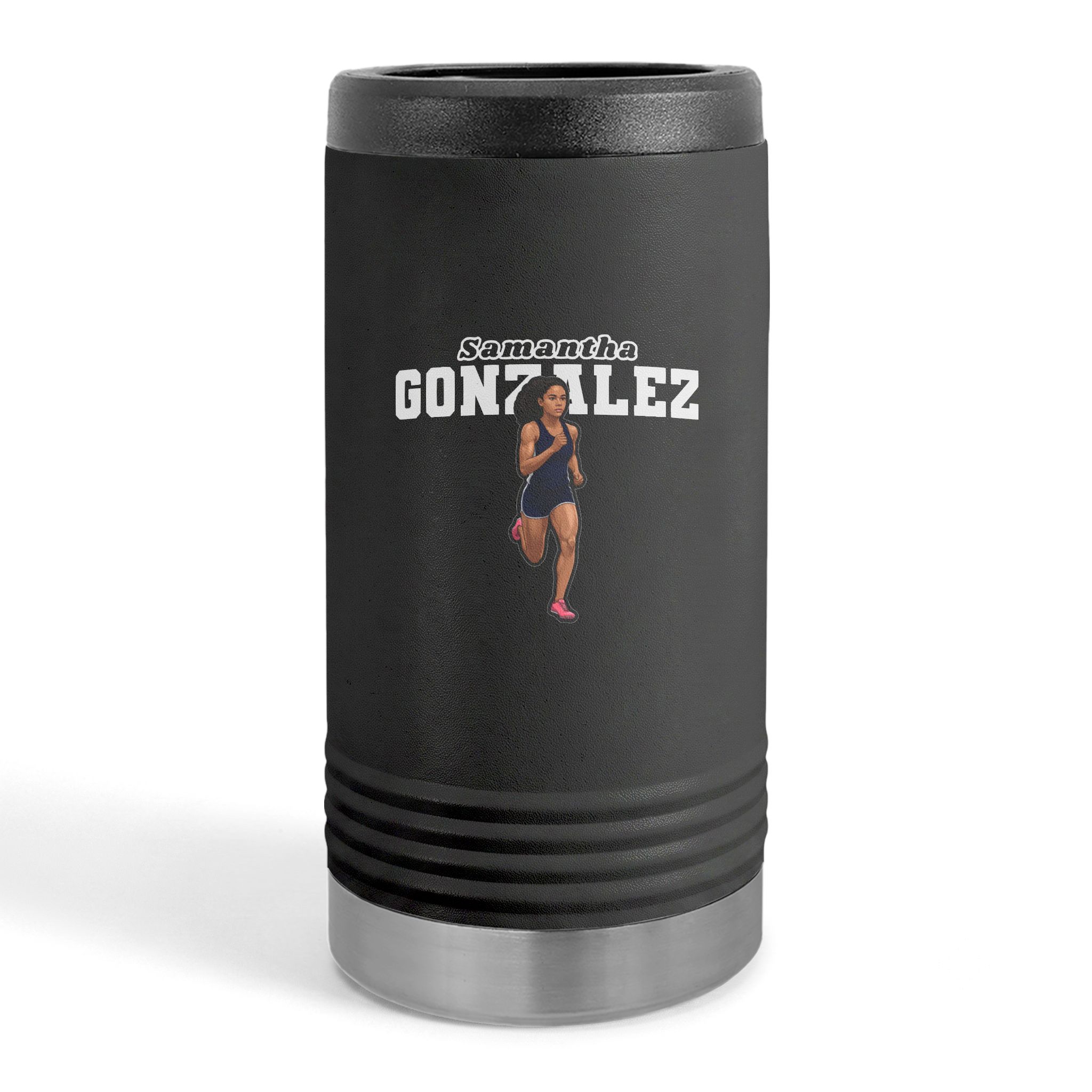 Slim Stainless Can Cooler — character_name_arch in Black